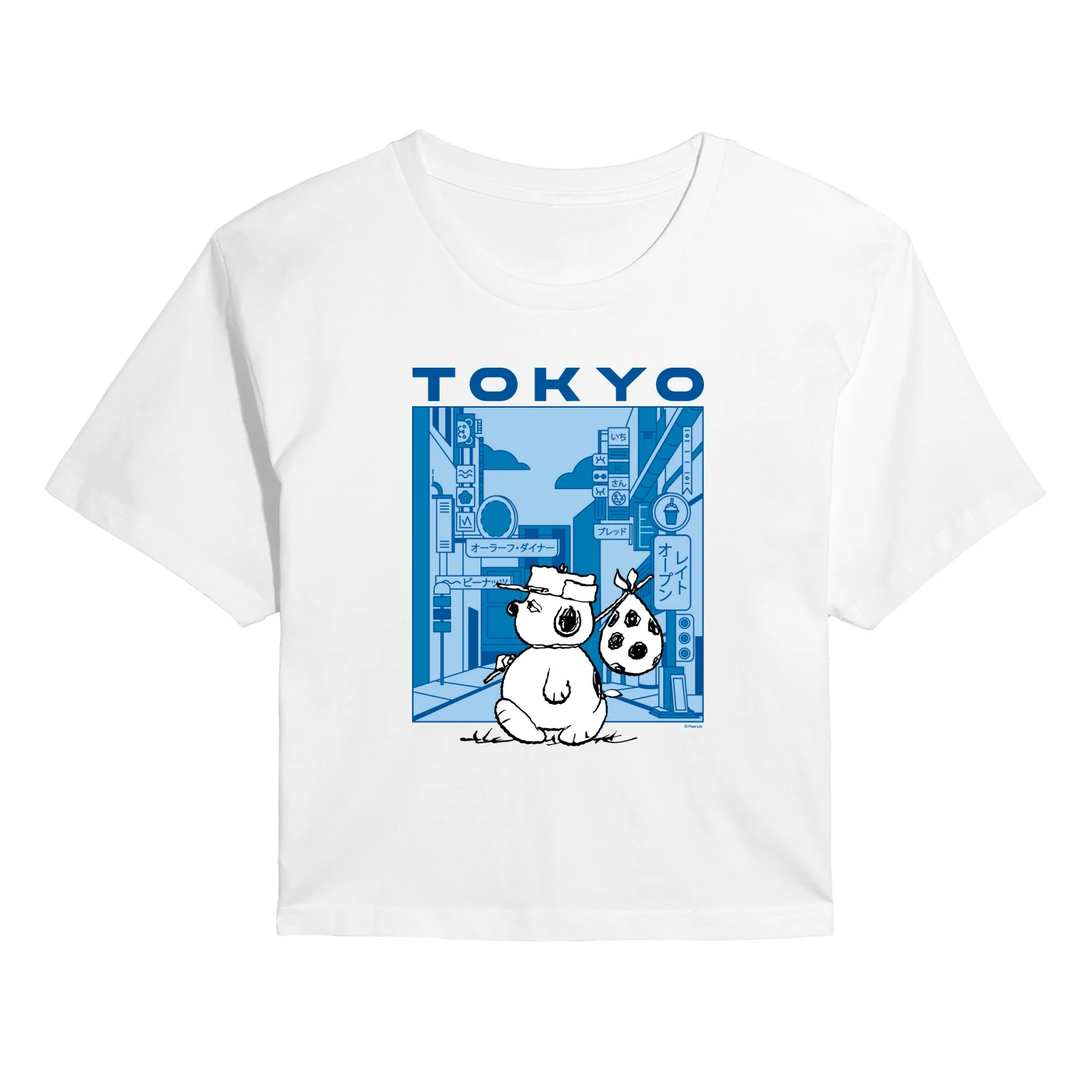 Peanuts - Olaf Tokyo Street - Juniors Cropped Short Sleeve Graphic T-Shirt - Image 2