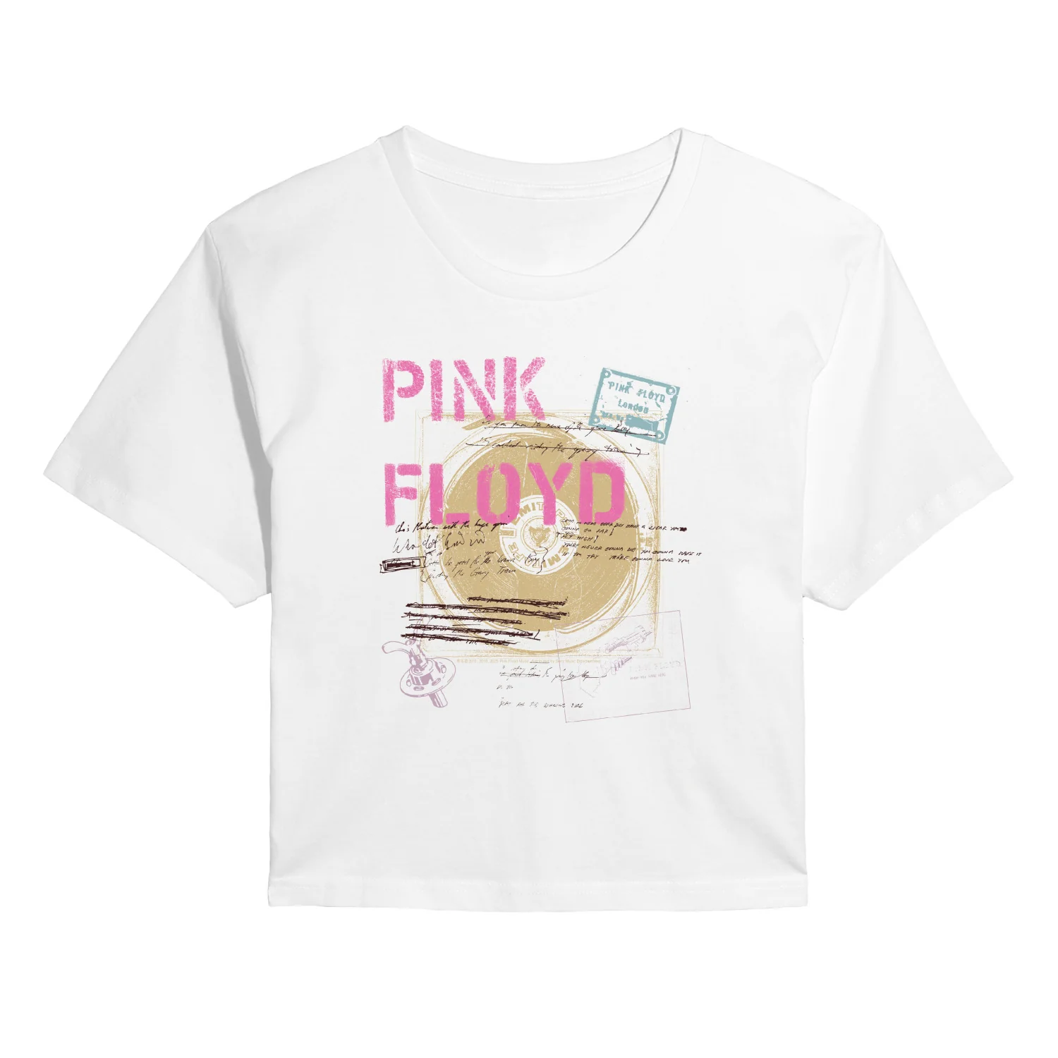 Pink Floyd - Pink Floyd Lyric Drafts - Juniors Cropped Short Sleeve Graphic T-Shirt