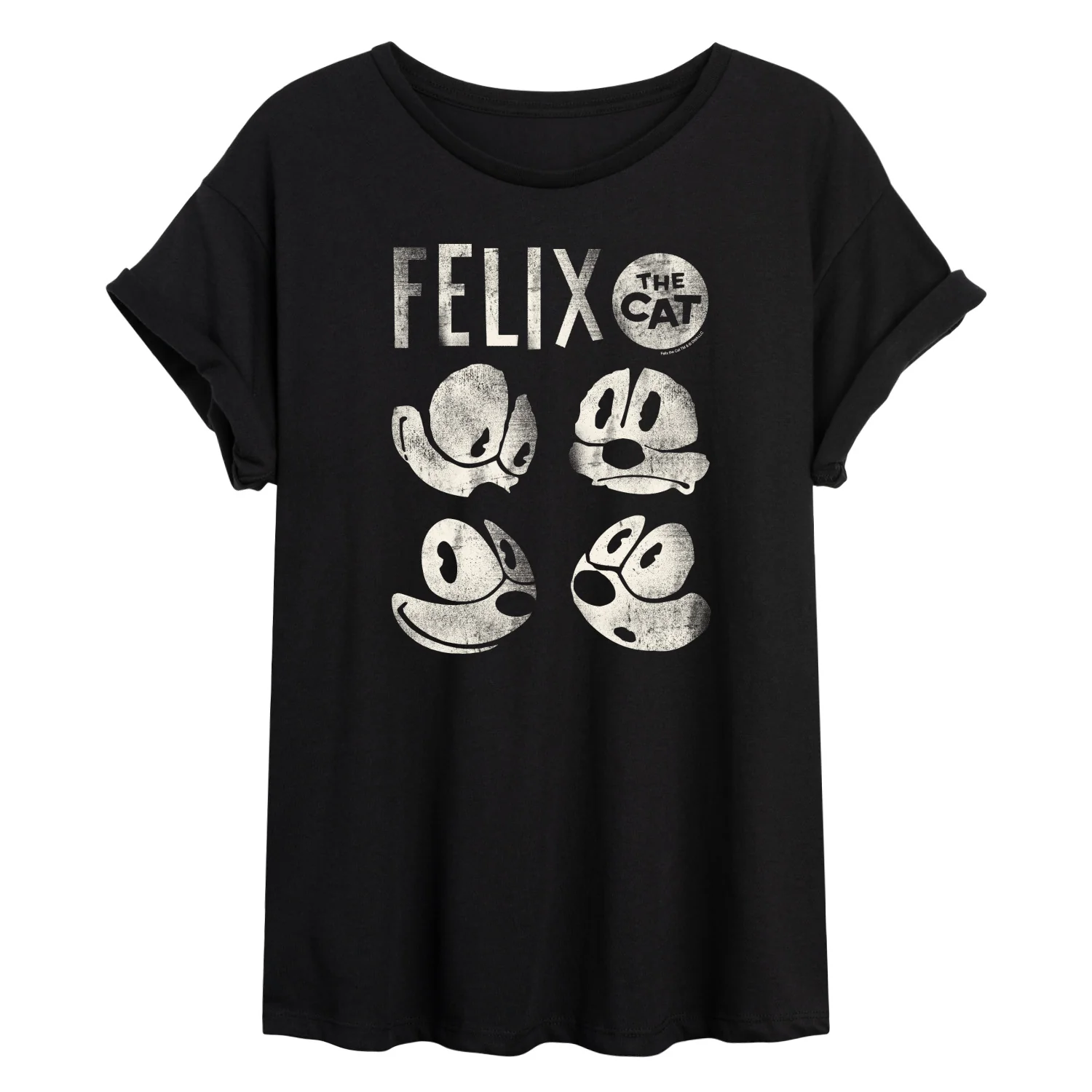 Felix the Cat - Felix Faces Tonal Washed - Juniors Oversized Graphic T-Shirt