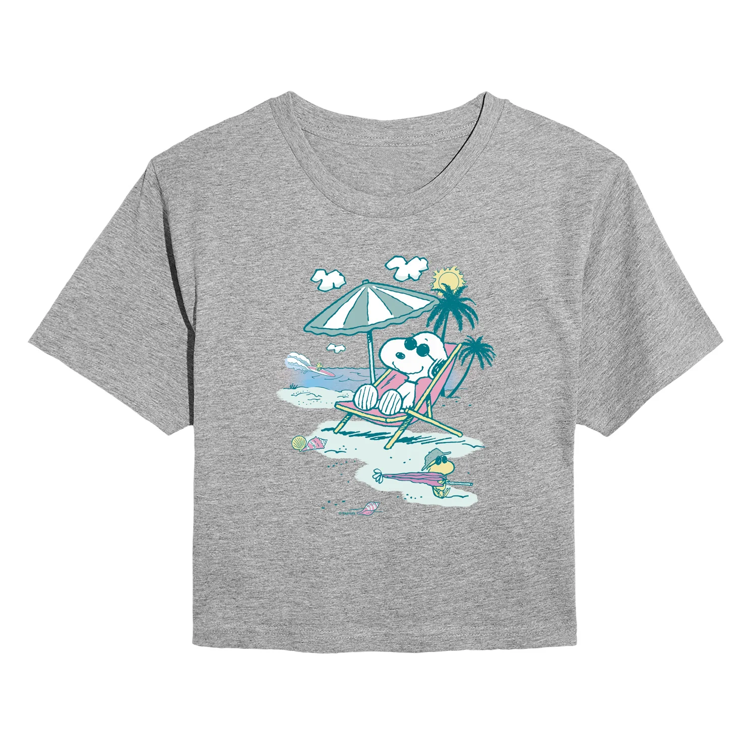 Peanuts - Snoopy Beach - Juniors Cropped Graphic T-Shirt - Image 2
