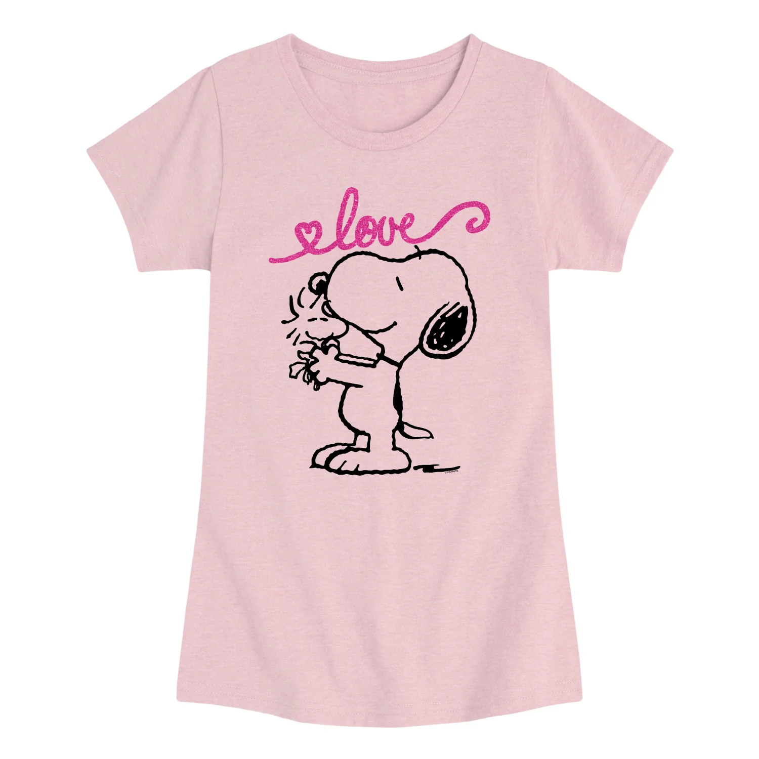 Peanuts - Snoopy and Woodstock Love - Youth Girls Fitted Short Sleeve T-Shirt