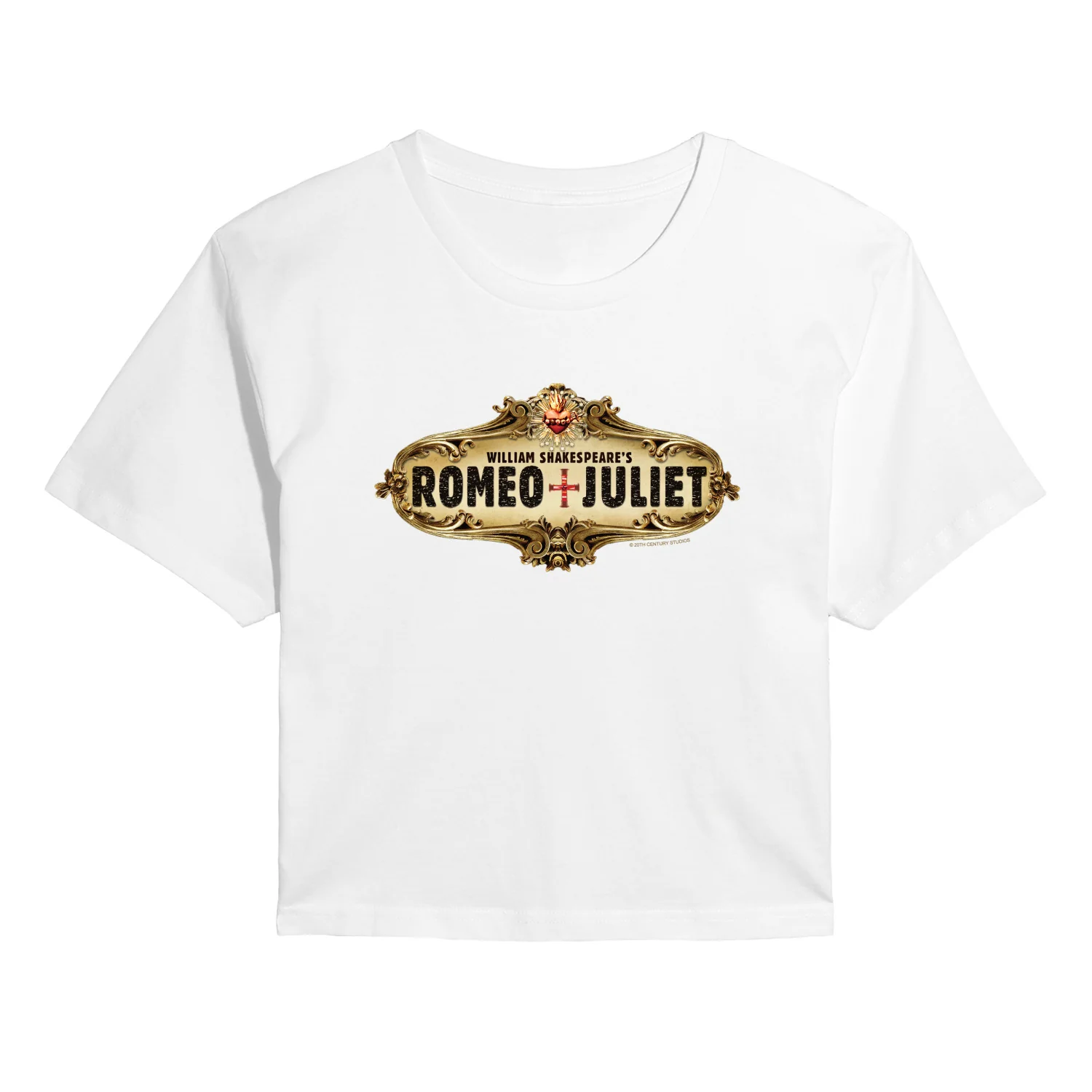 William Shakespeare’s Romeo + Juliet - Gold Logo - Juniors Cropped Graphic T-Shirt