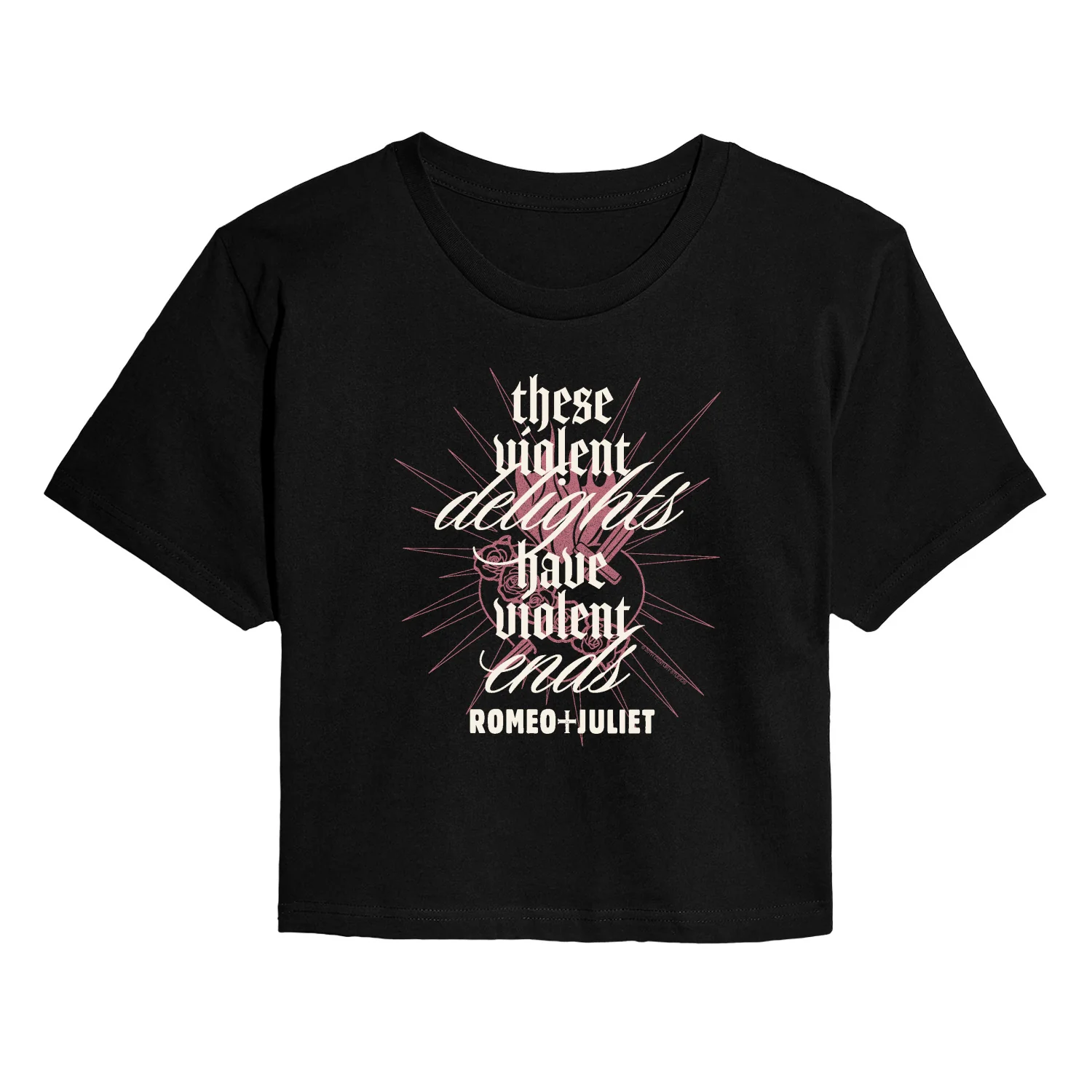 William Shakespeare’s Romeo + Juliet - Violent Delights - Juniors Cropped Short Sleeve T-Shirt