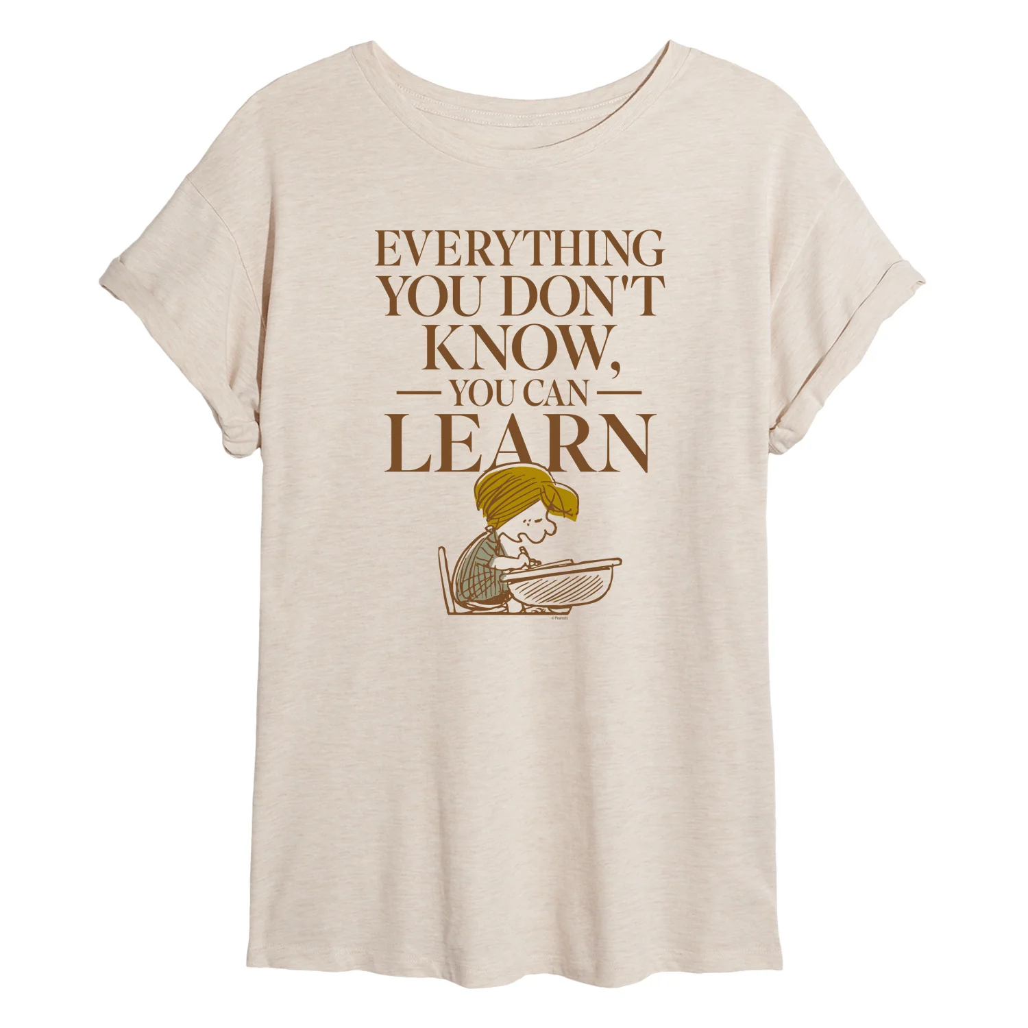 Peanuts - You Can Learn - Juniors Oversized Graphic T-Shirt