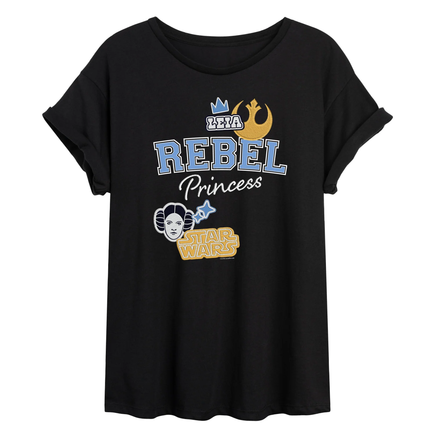 Star Wars - Rebel Princess Faux Patches - Juniors Oversized Graphic T-Shirt