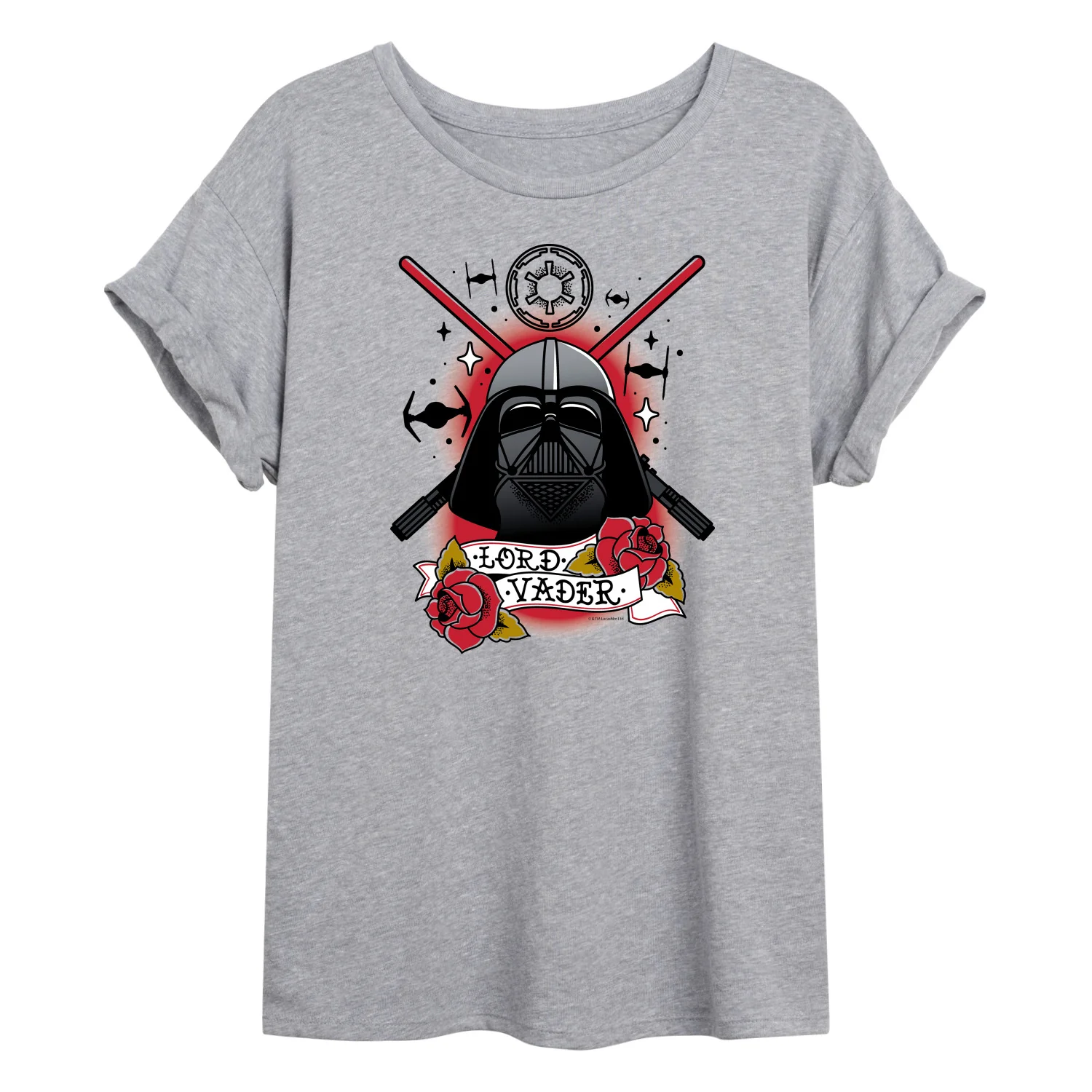 Star Wars - Darth Vader Traditional Tattoo - Juniors Oversized Graphic T-Shirt