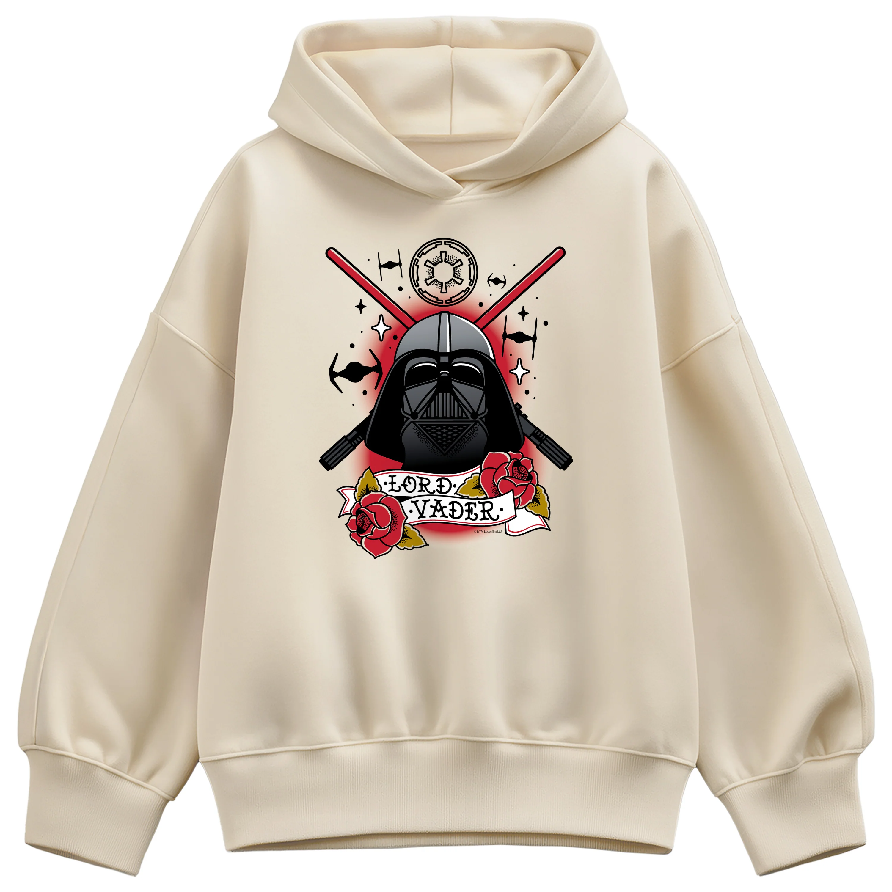 Star Wars - Darth Vader Traditional Tattoo - Women's Oversized Fleece Hoodie Sweatshirt