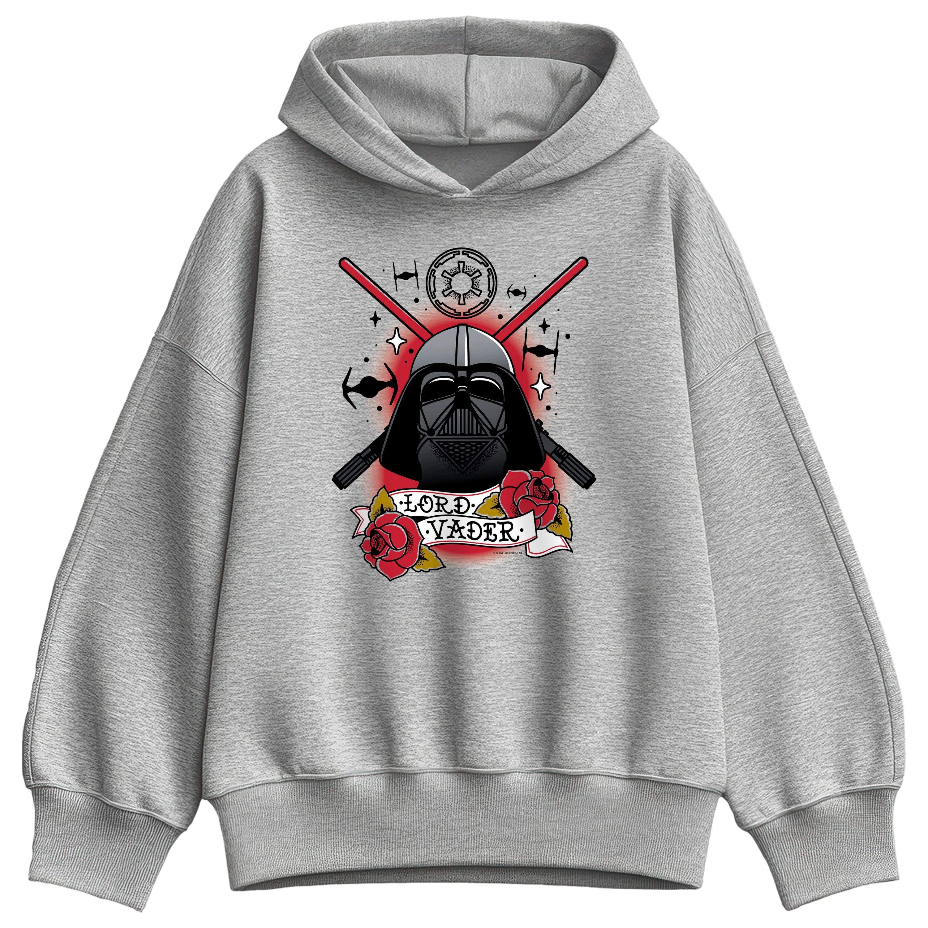 Star Wars - Darth Vader Traditional Tattoo - Women's Oversized Fleece Hoodie Sweatshirt - Image 2