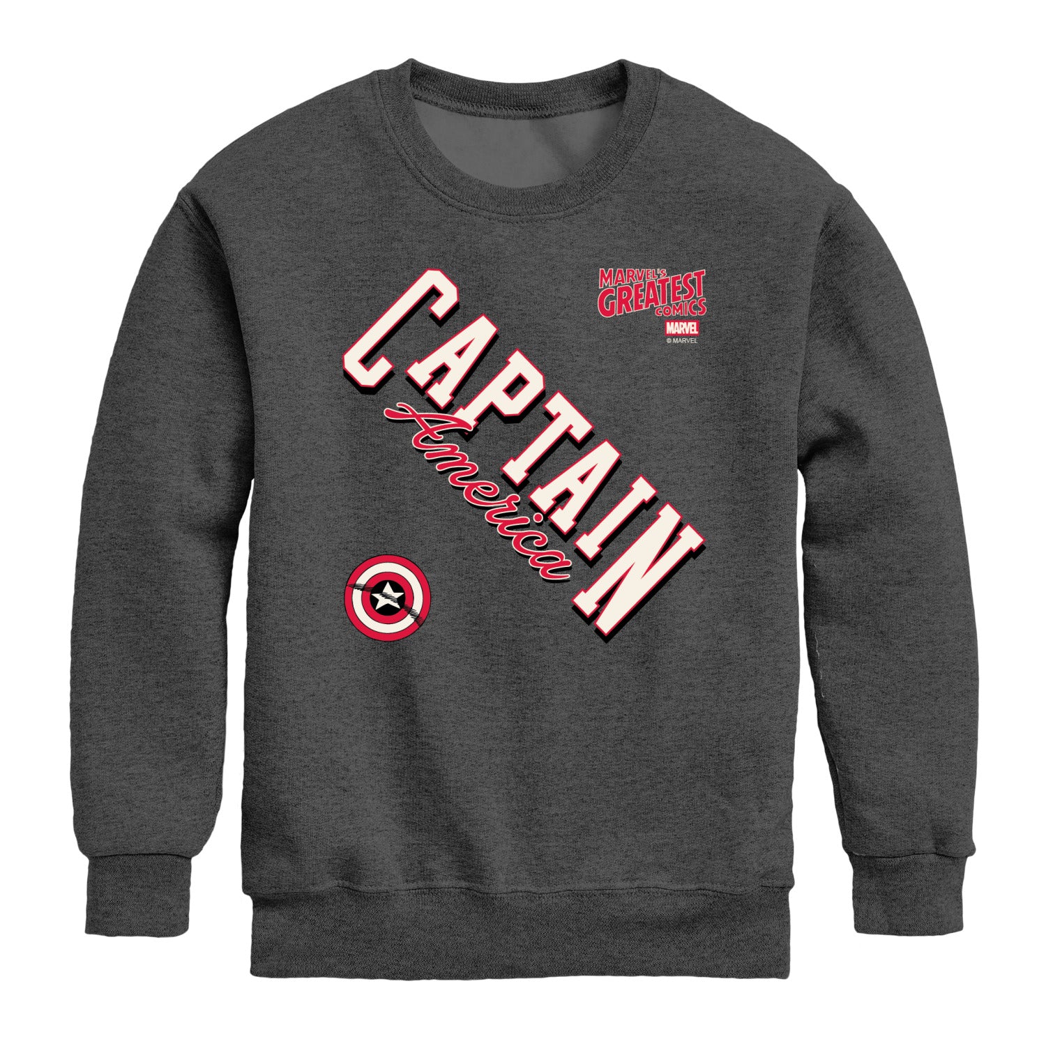 Captain America - Cap Diagonal Prep - Youth Boys Crew Fleece Sweatshirt - Image 2