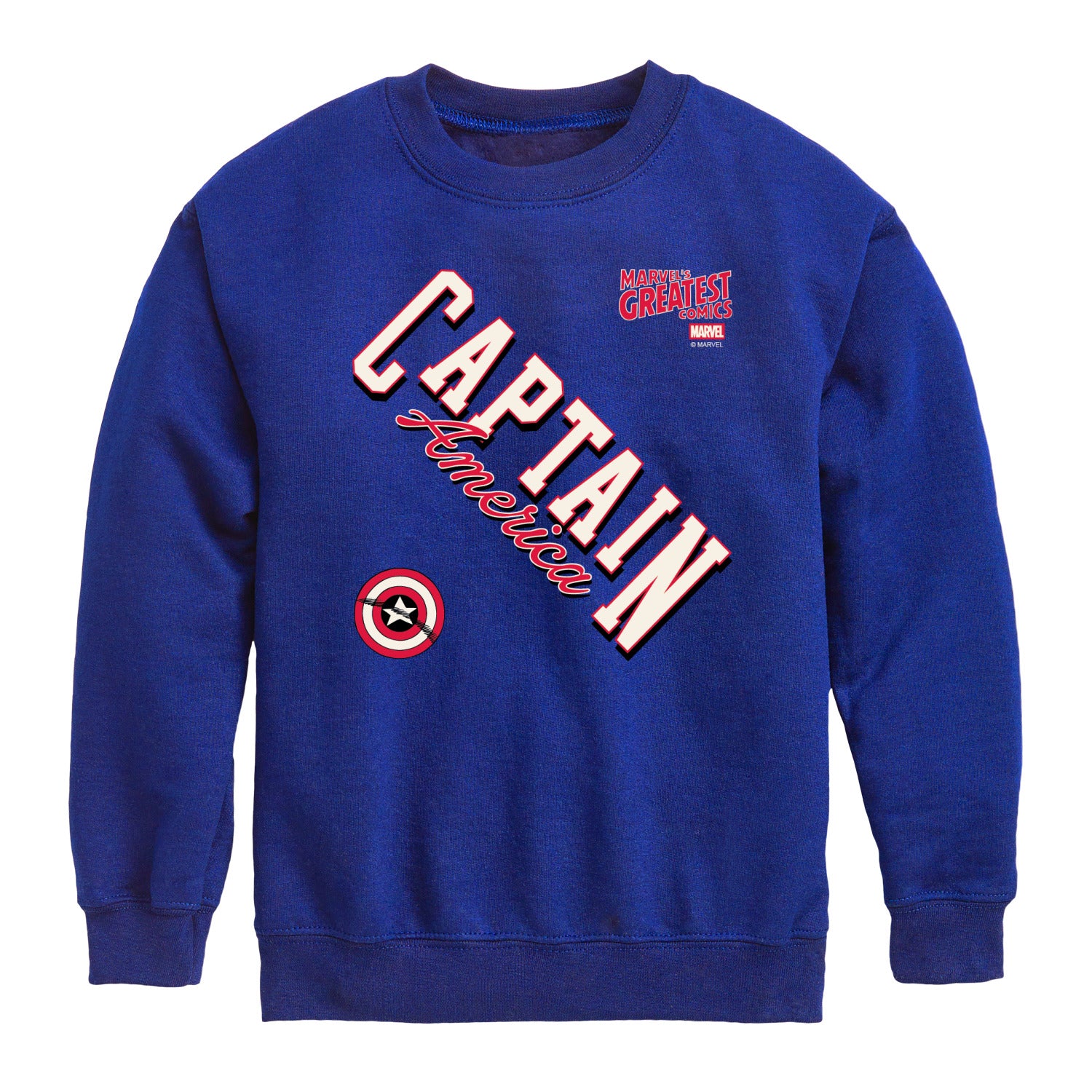 Captain America - Cap Diagonal Prep - Youth Boys Crew Fleece Sweatshirt - Image 4