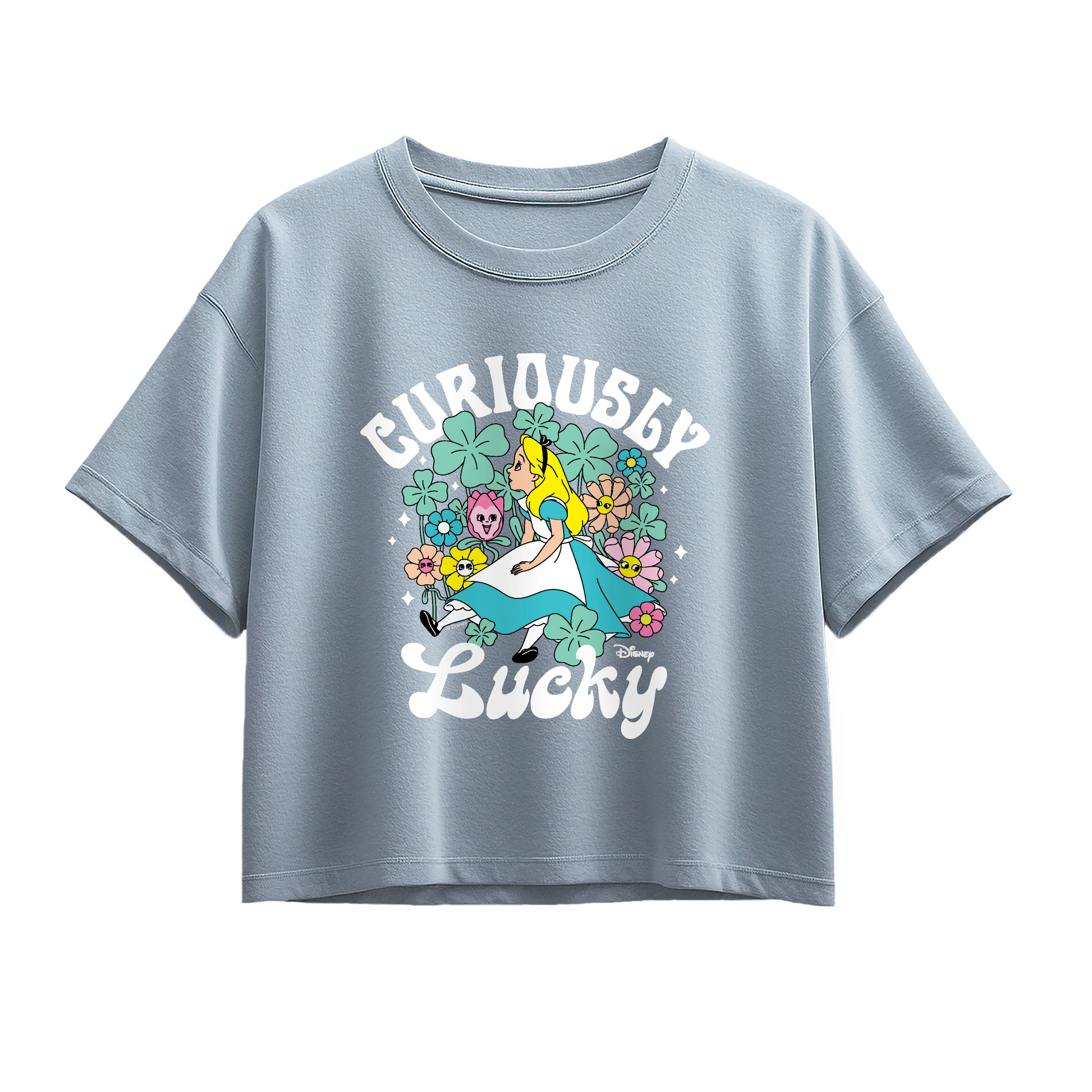 Alice in Wonderland - Curiously Lucky - Youth Girls Boxy T-Shirt - Image 2