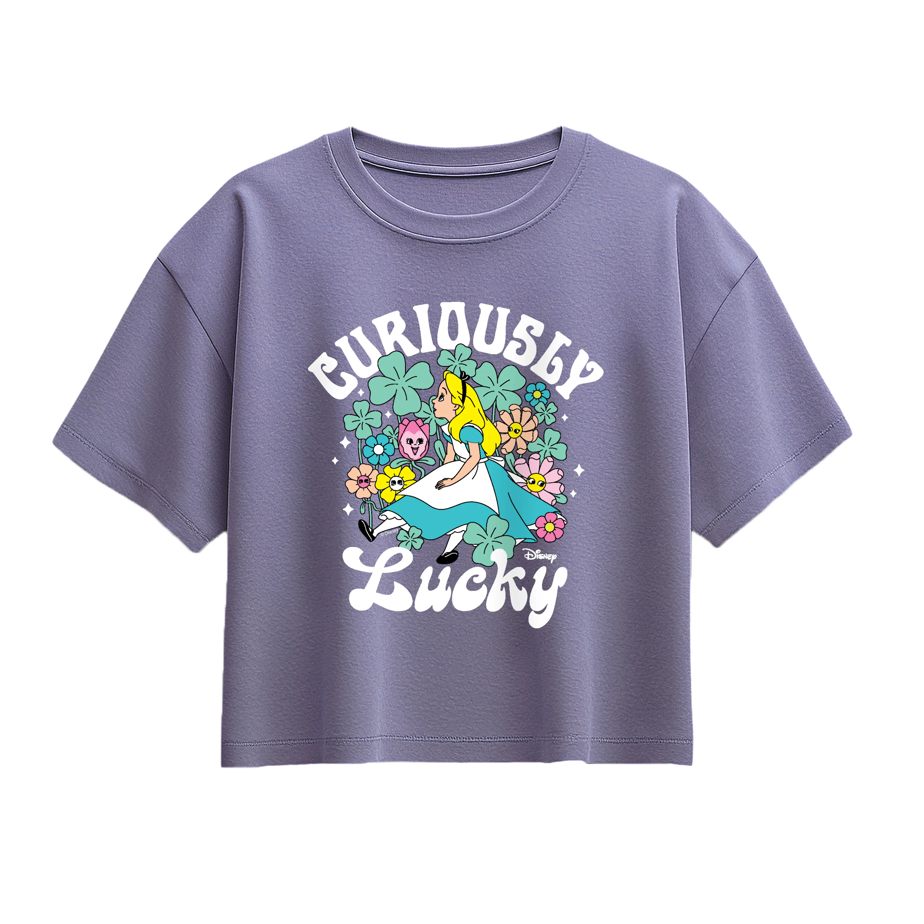 Alice in Wonderland - Curiously Lucky - Youth Girls Boxy T-Shirt - Image 4