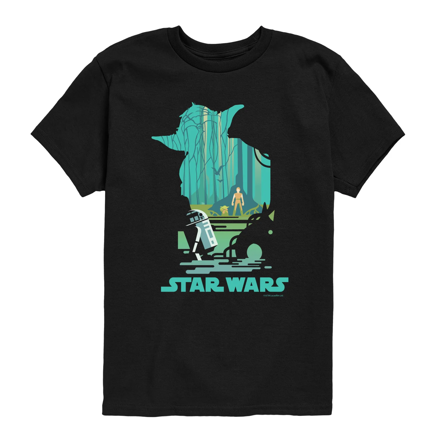 Star Wars - Yoda Silhouette Scene - Youth Boys Short Sleeve Graphic T-Shirt - Image 2