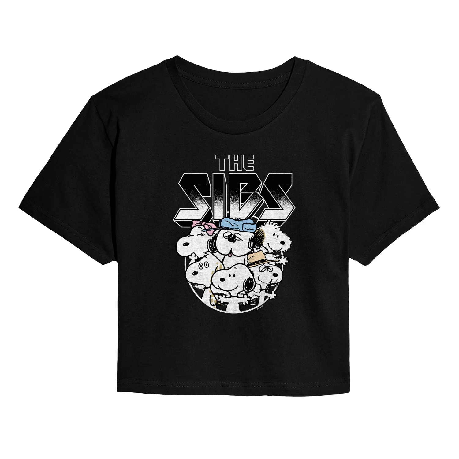 Peanuts - Sibs Metal Tee - Juniors Cropped Graphic T-Shirt