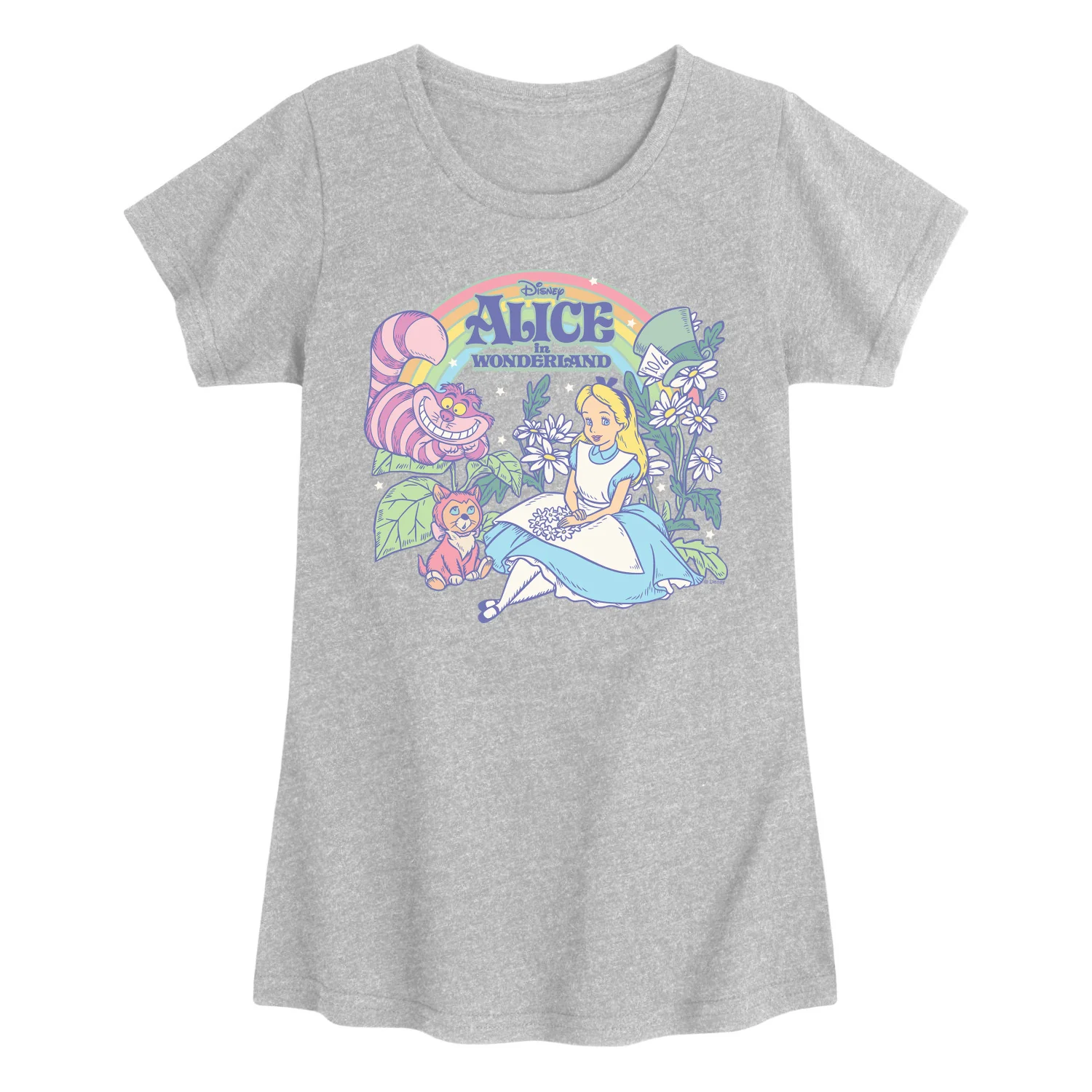 Alice in Wonderland - Alice and Cats - Youth Girls Fitted Short Sleeve T-Shirt - Image 3