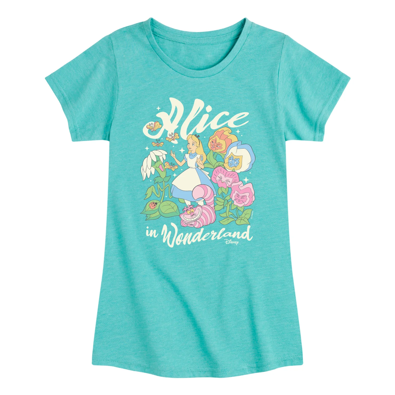 Alice in Wonderland - Alice and Flowers - Youth Girls Fitted Short Sleeve T-Shirt