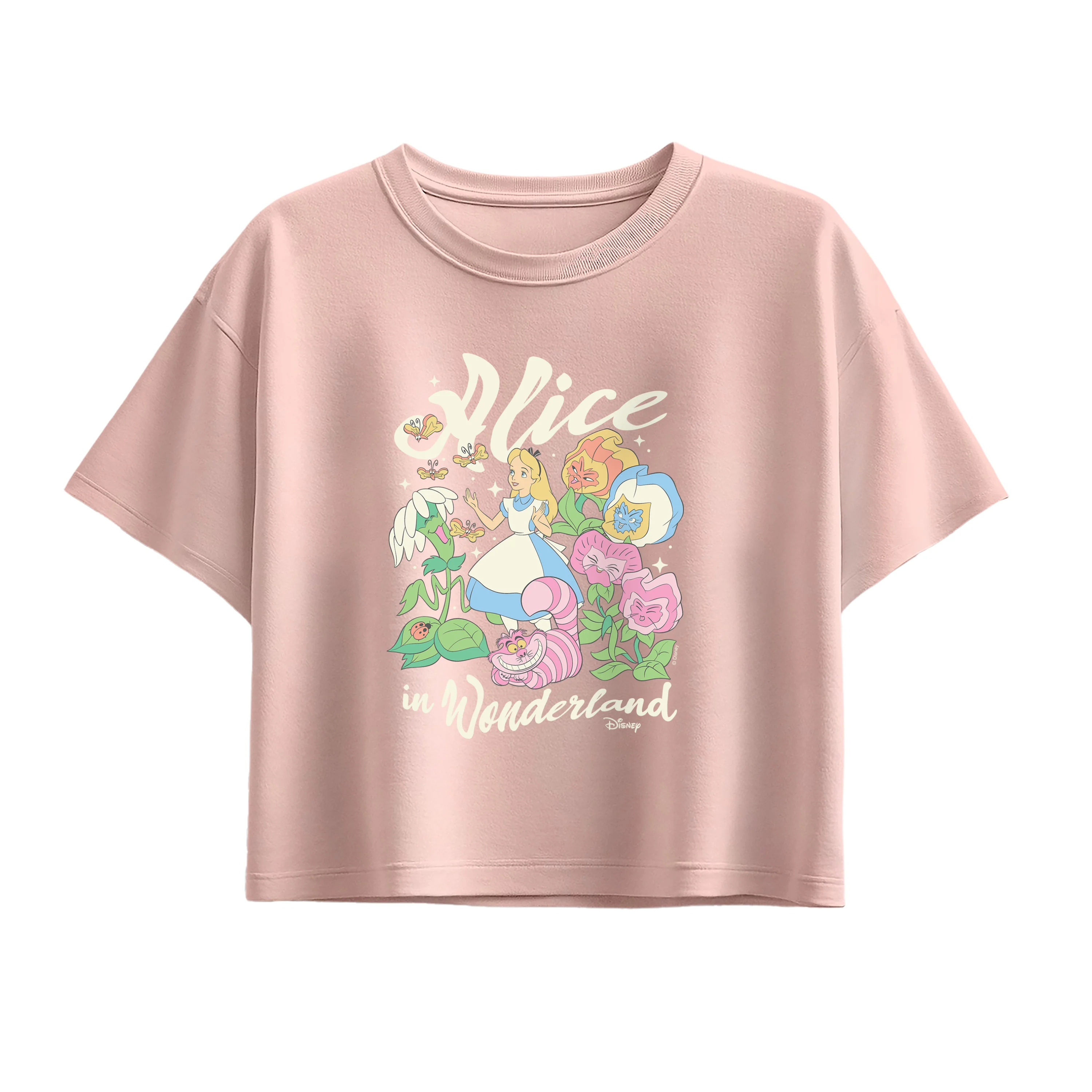 Alice in Wonderland - Alice and Flowers - Youth Girls Boxy T-Shirt - Image 2