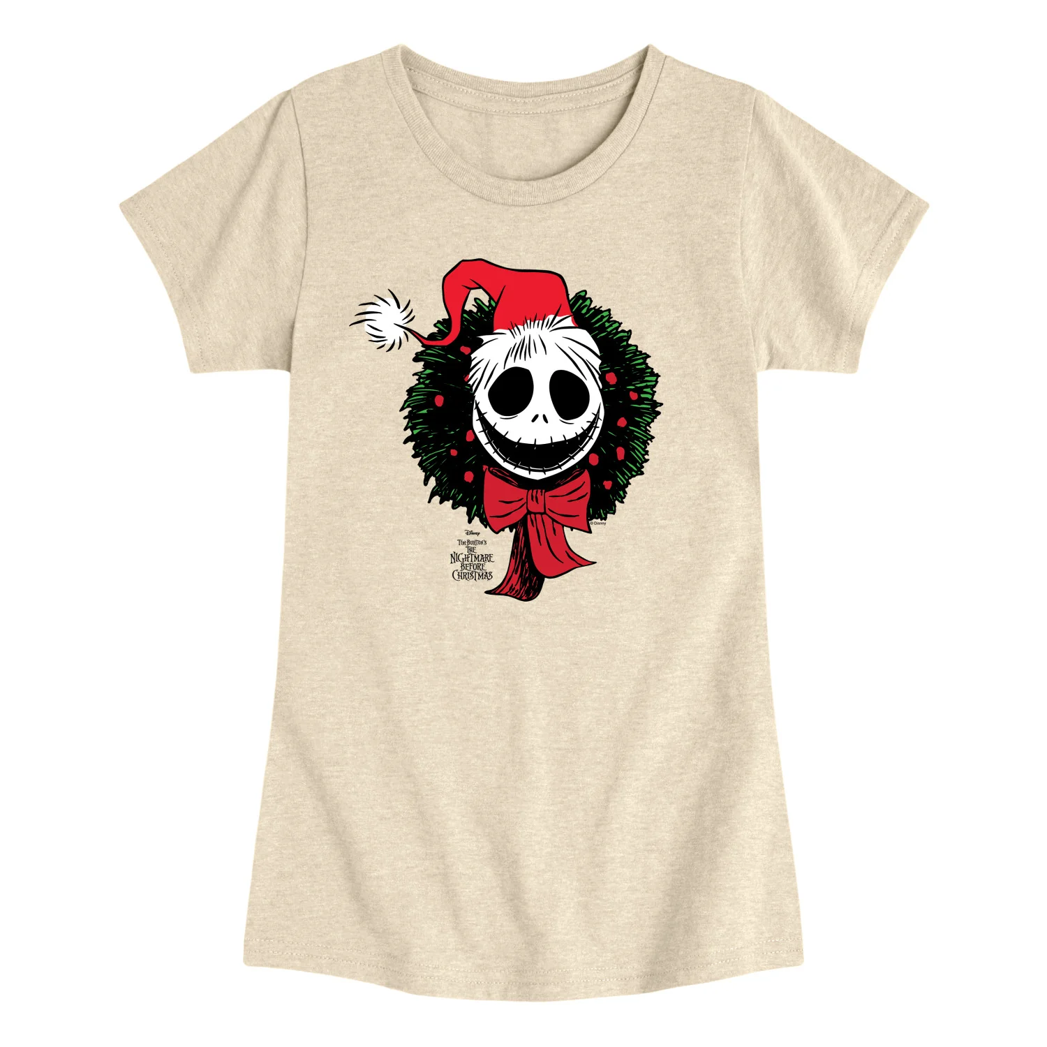 Nightmare Before Christmas - Jack Wreath - Youth Girls Fitted Short Sleeve T-Shirt - Image 2