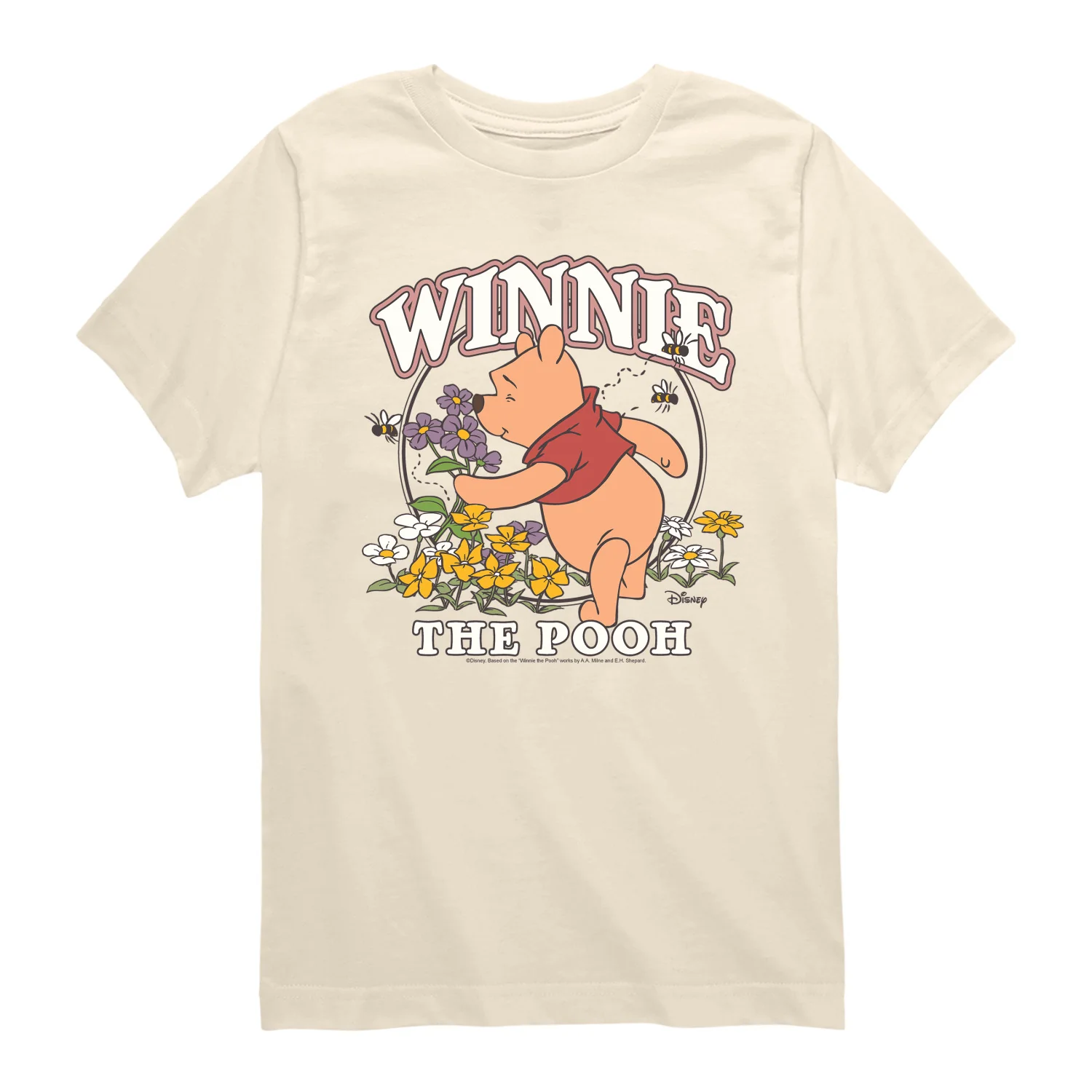 Winnie the Pooh - Smelling the Flowers - Youth Boys Short Sleeve Graphic T-Shirt