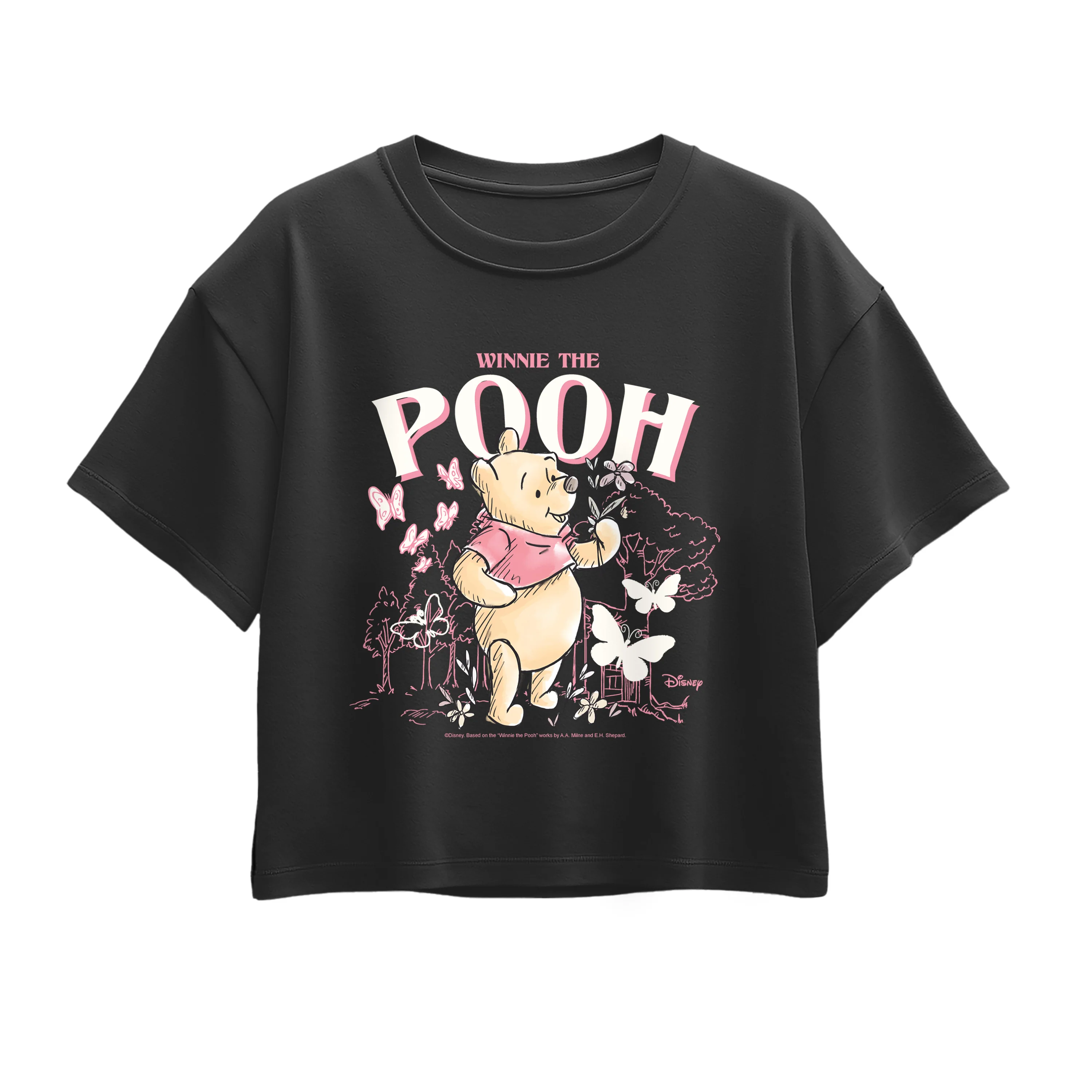 Winnie the Pooh - Pink Butterflies - Youth Girls Boxy T-Shirt