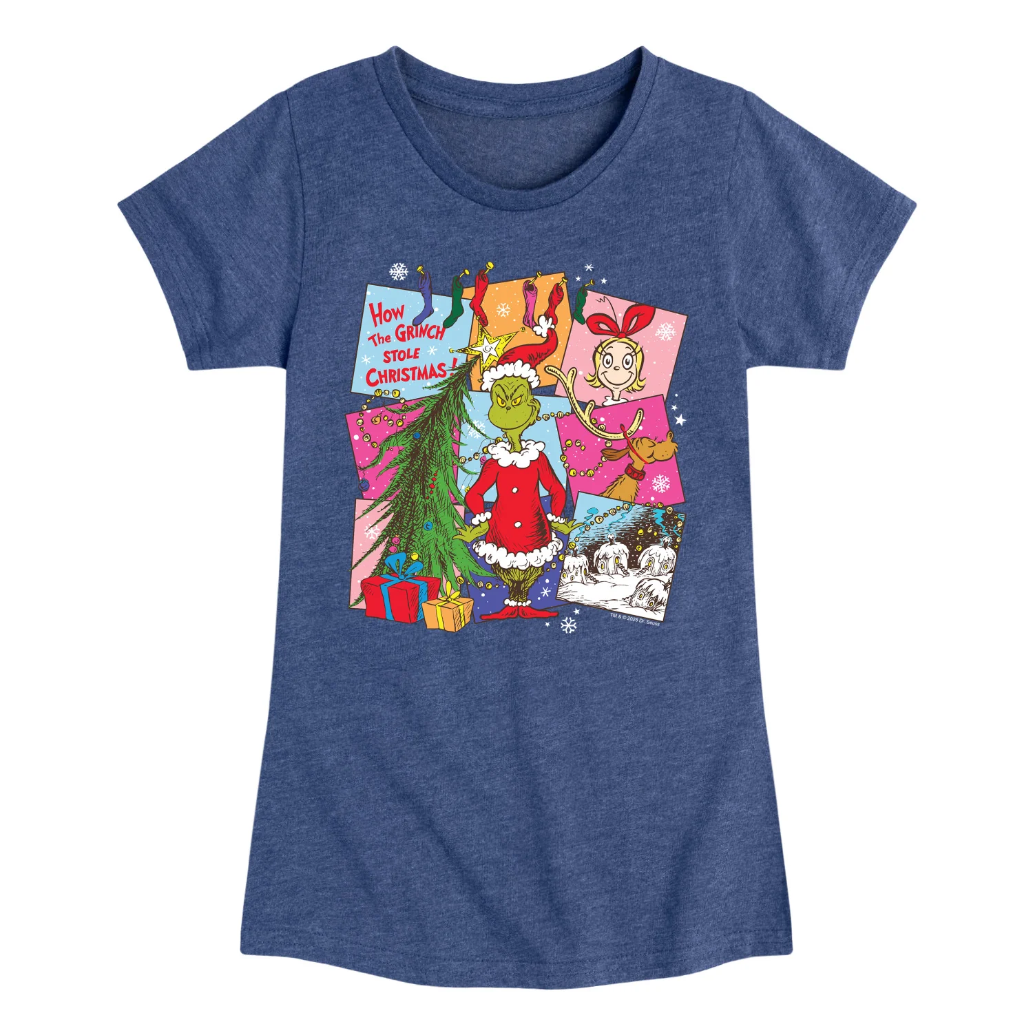 The Grinch - Vintage Squares - Youth Girls Fitted Short Sleeve T-Shirt