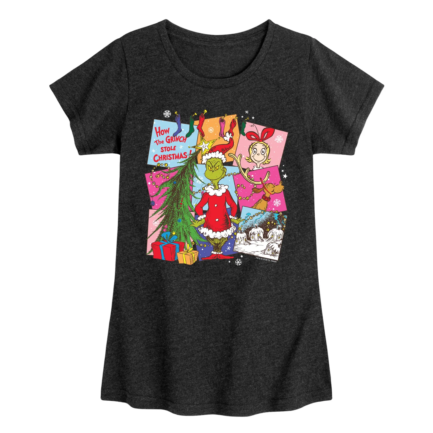 The Grinch - Vintage Squares - Youth Girls Fitted Short Sleeve T-Shirt - Image 2