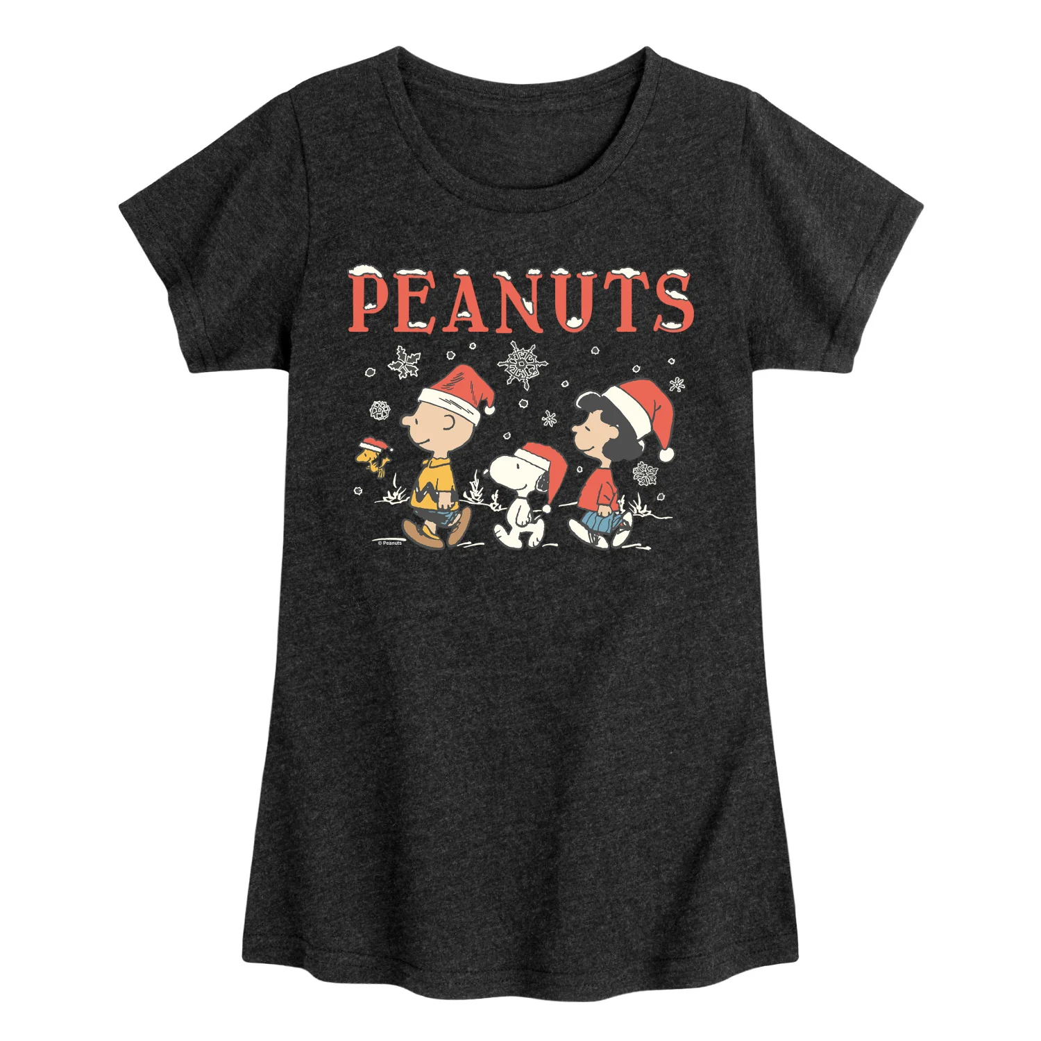 Peanuts - Snowflakes - Youth Girls Fitted Short Sleeve T-Shirt - Image 2