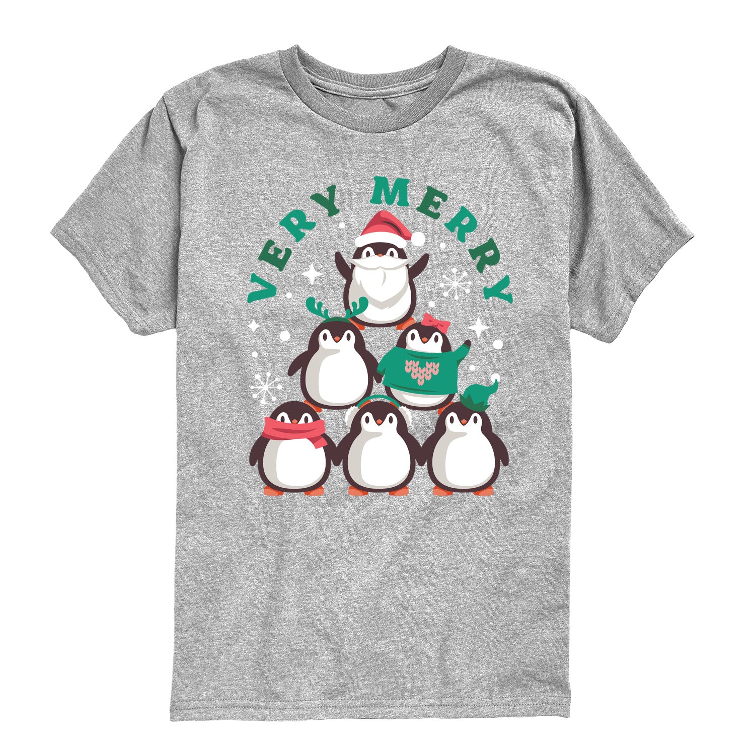 Instant Message - Very Merry Penguins - Youth Boys Short Sleeve Graphic T-Shirt