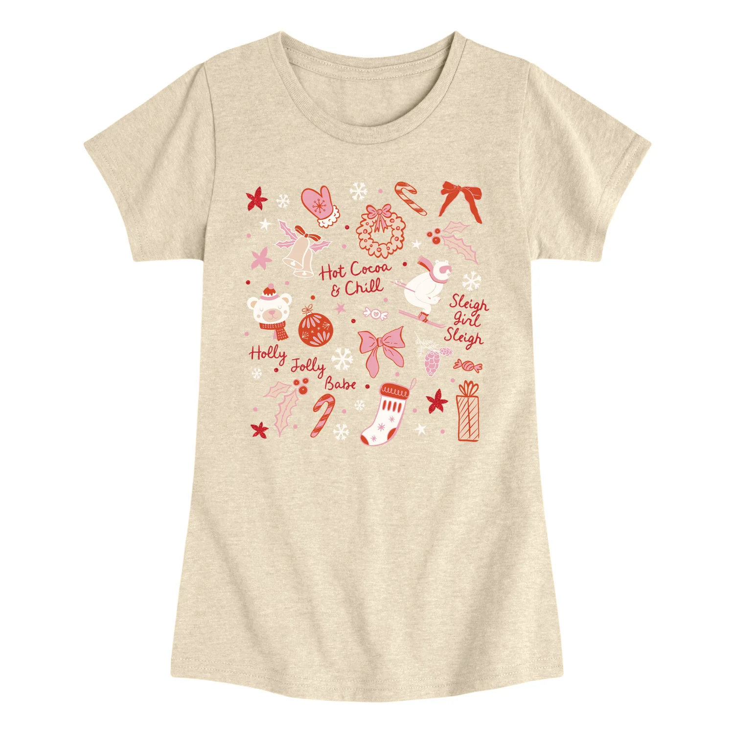 Instant Message - Coquette Christmas - Youth Girls Fitted Short Sleeve T-Shirt