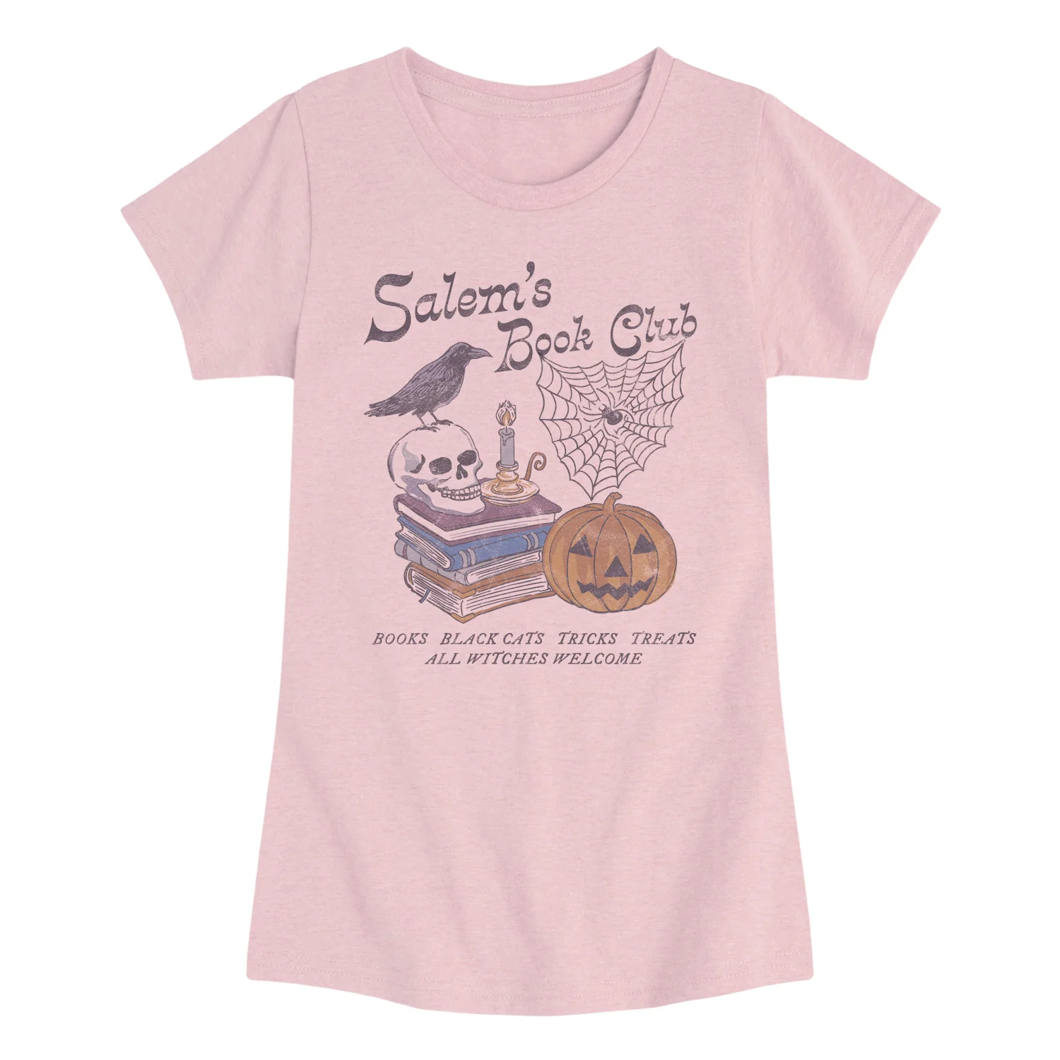 Instant Message - Salem's Book Club - Youth Girls Fitted Short Sleeve T-Shirt - Image 2