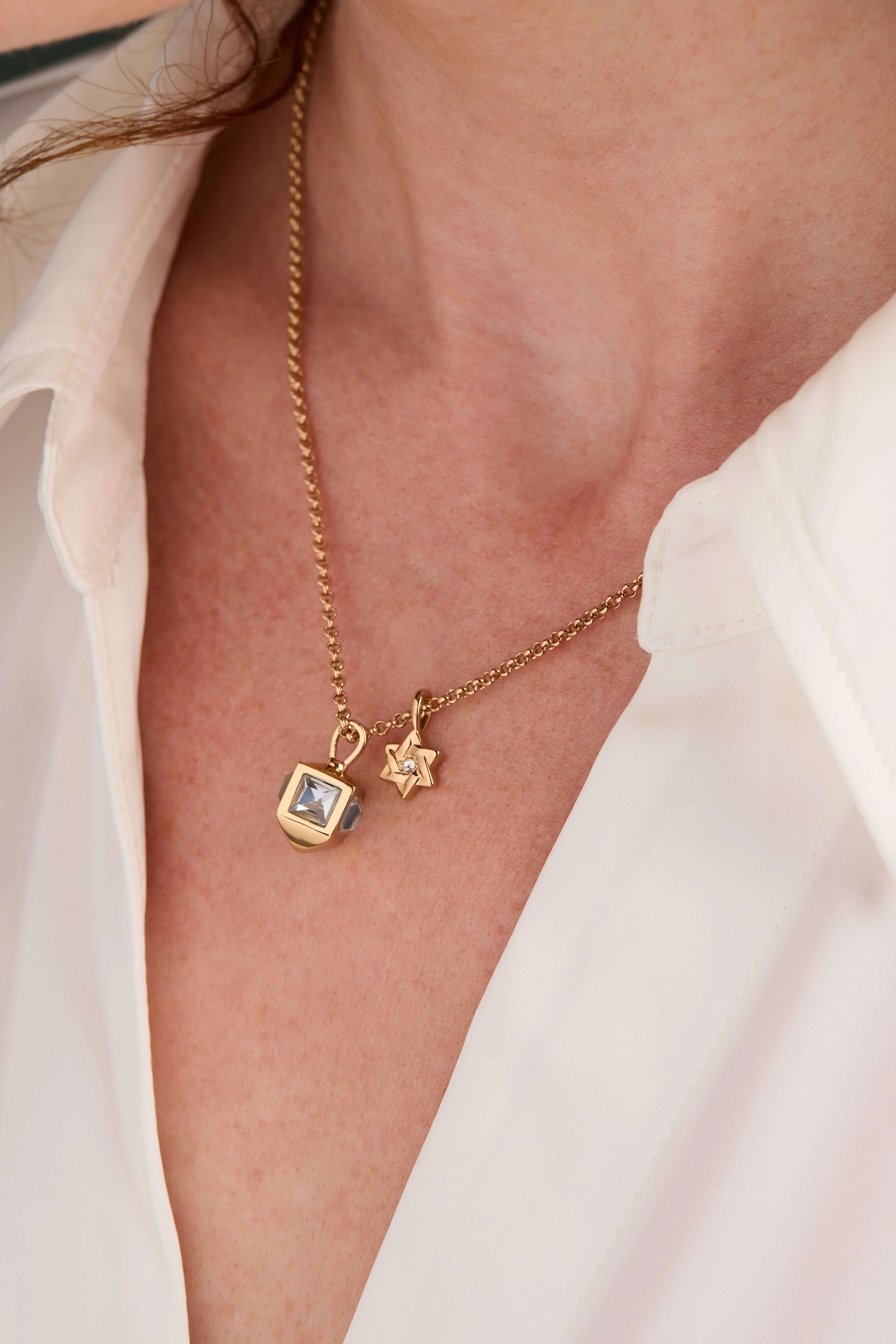 Hanukkah Star of David and Dreidel Pendant Necklace - Image 2
