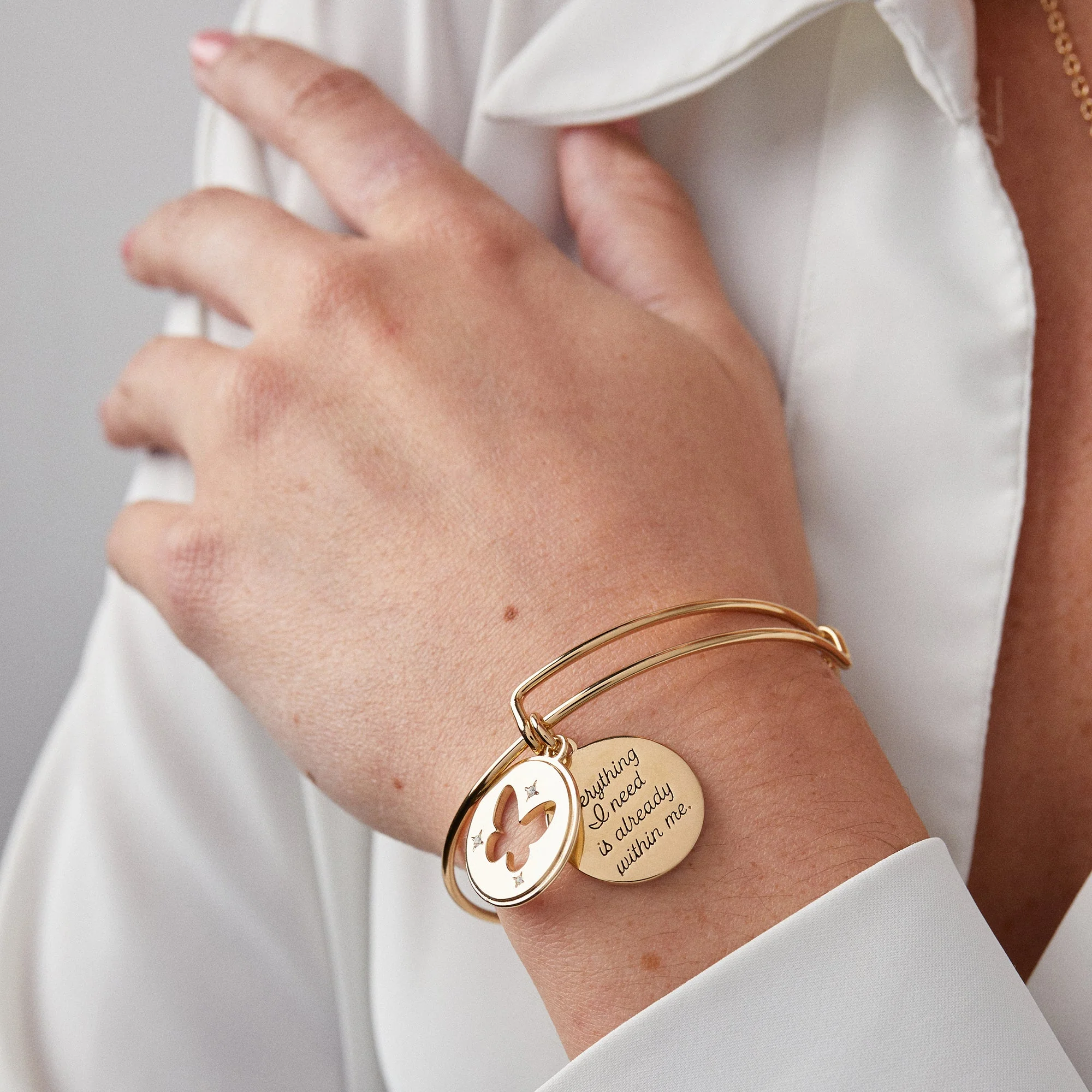 Hidden Message Butterfly Affirmation Bangle - Image 2