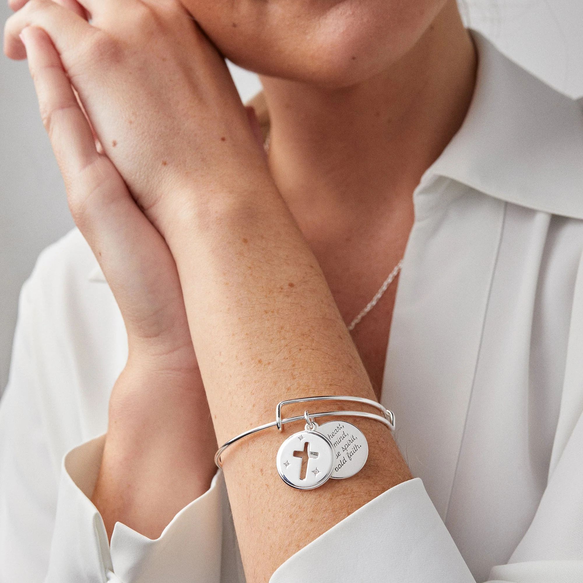 Hidden Message Cross Affirmation Bangle - Image 2