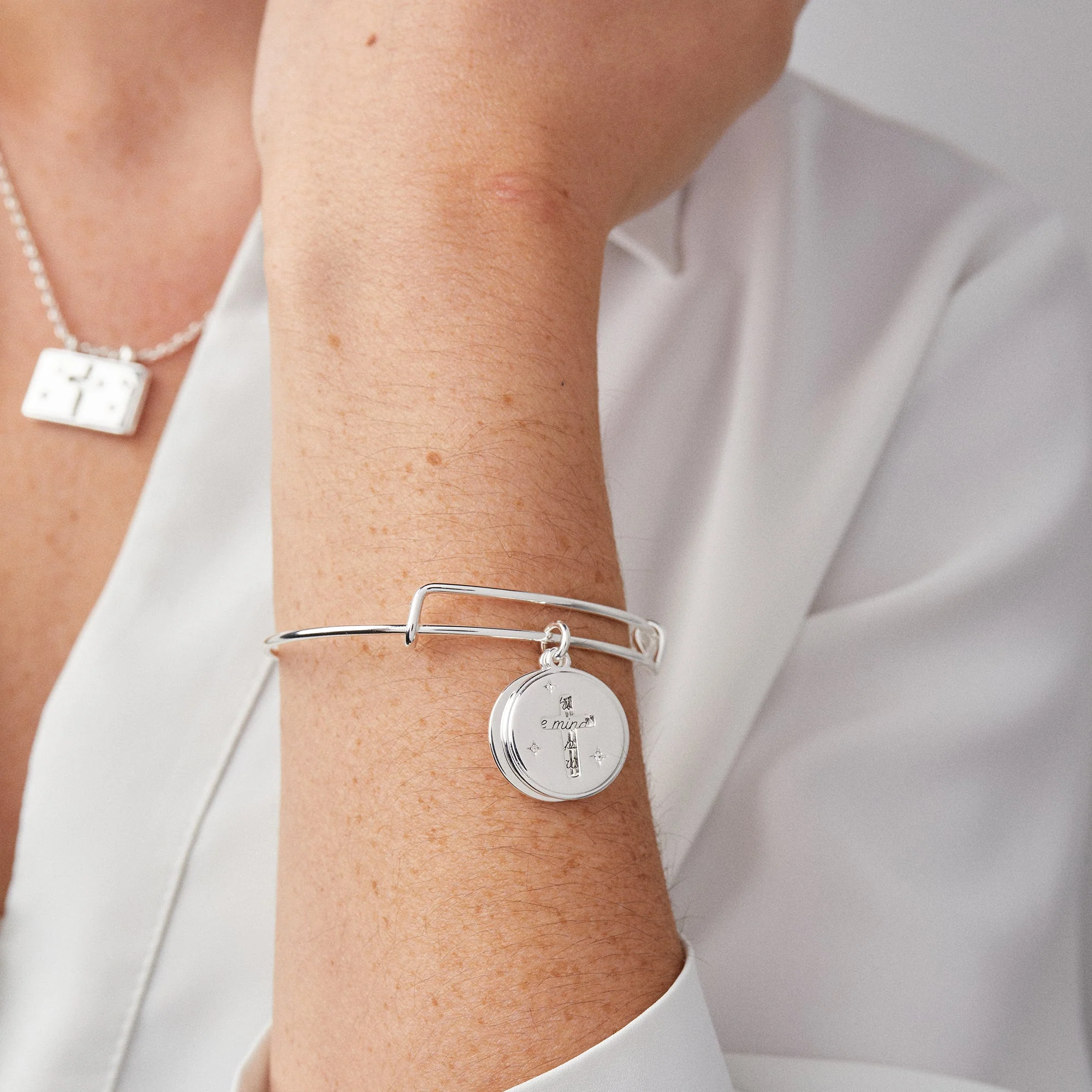 Hidden Message Cross Affirmation Bangle - Image 4
