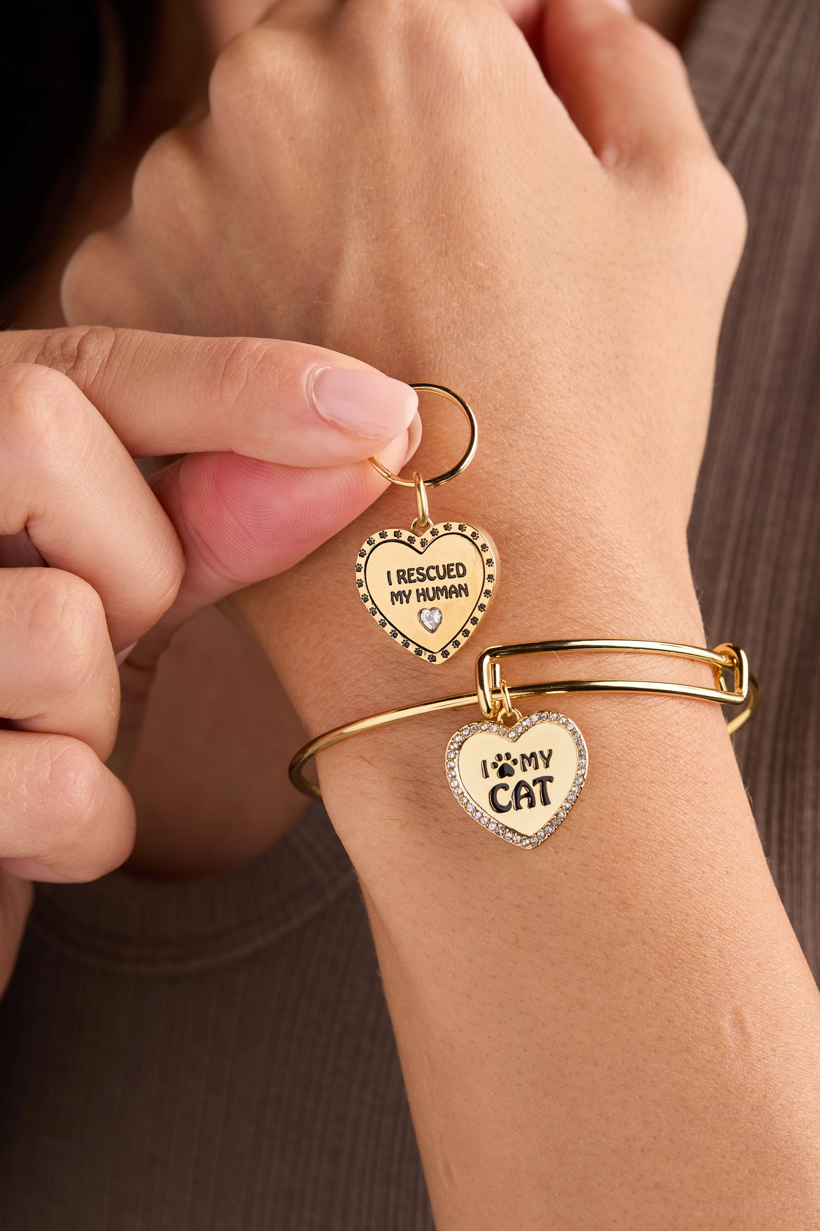 'I Love My Cat' Bangle & Pet Collar Charm Set of 2 - Image 2