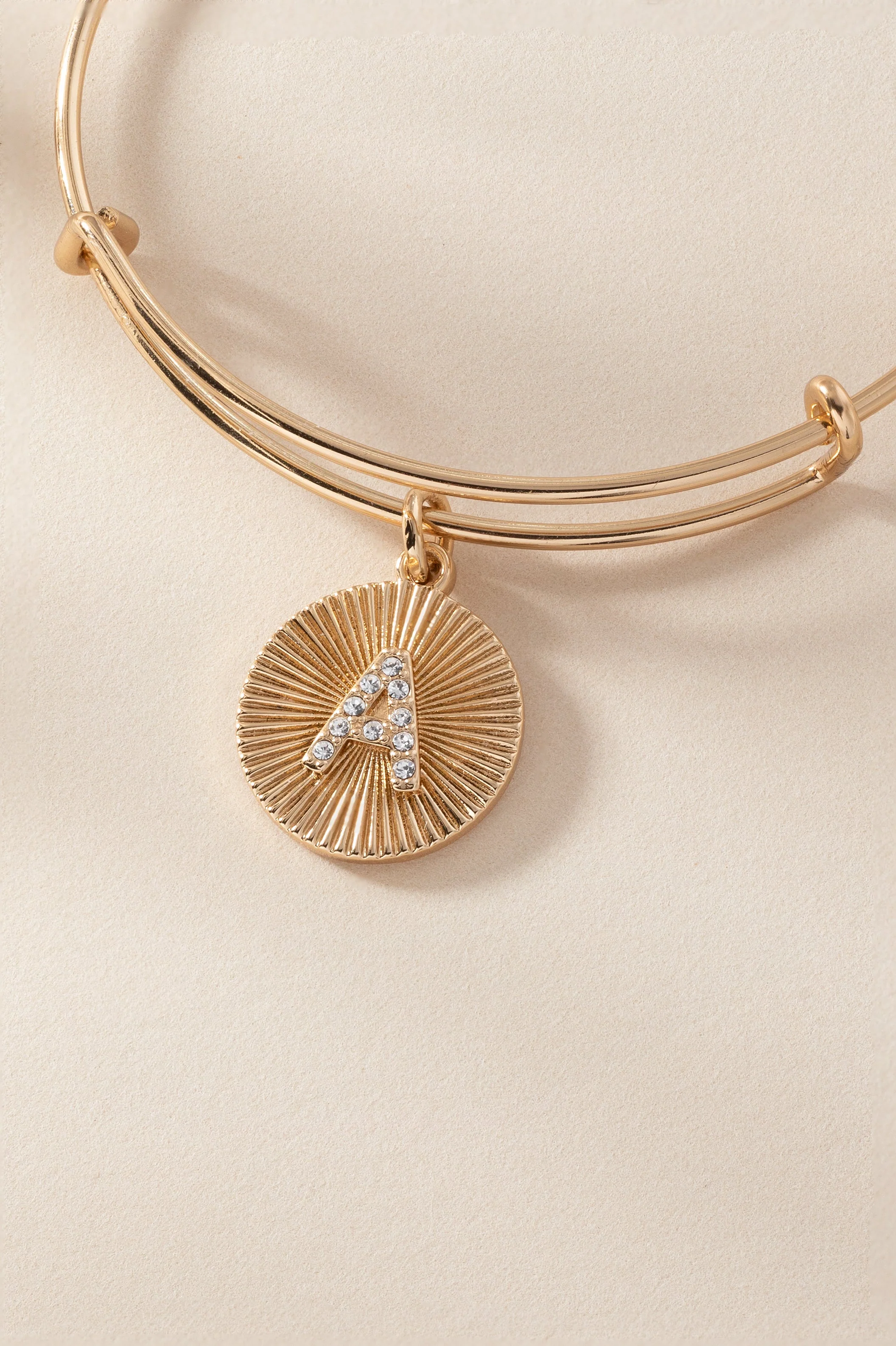 Initial A Pave Starburst Texture Bangle - Image 3