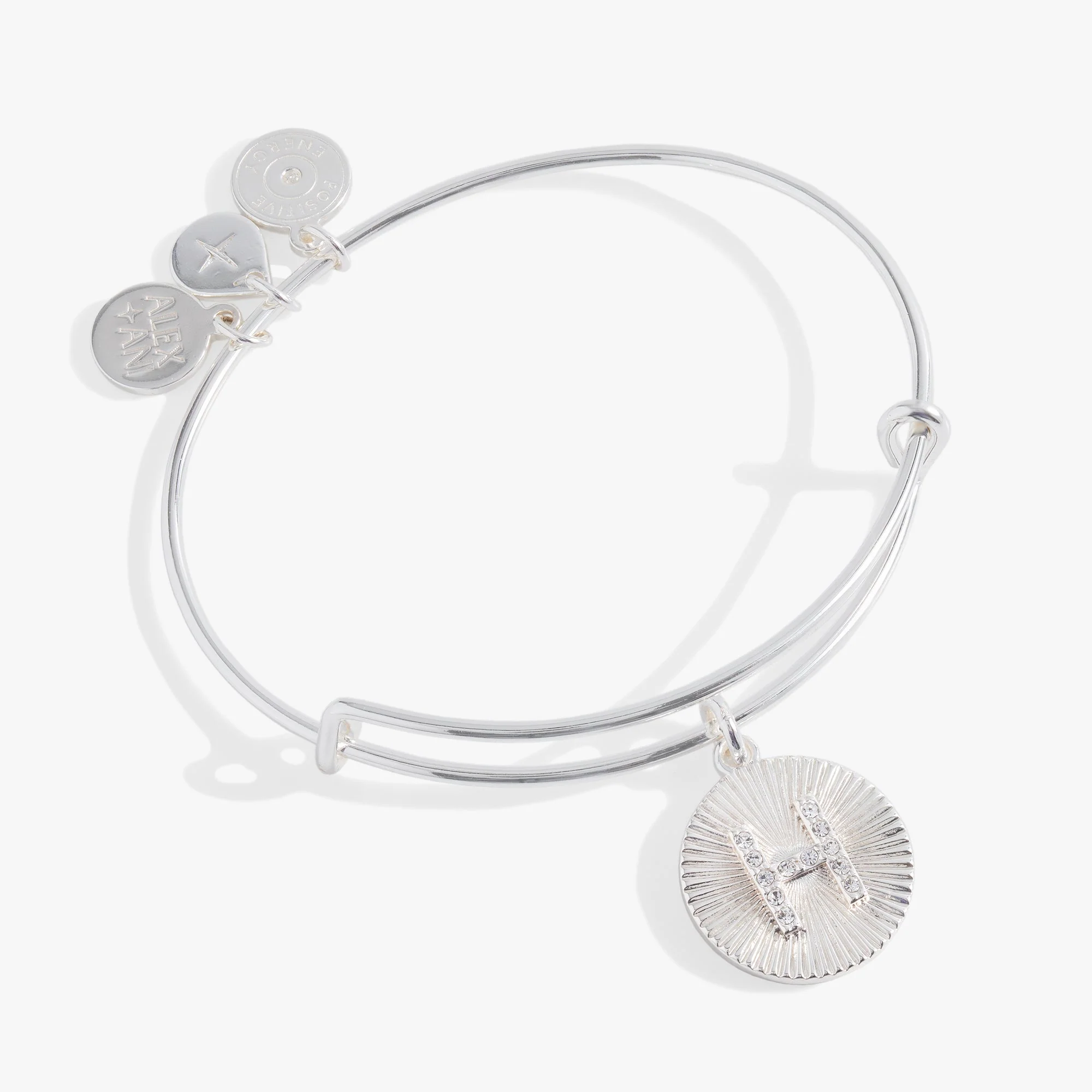 Initial H Pave Starburst Texture Bangle - Image 3