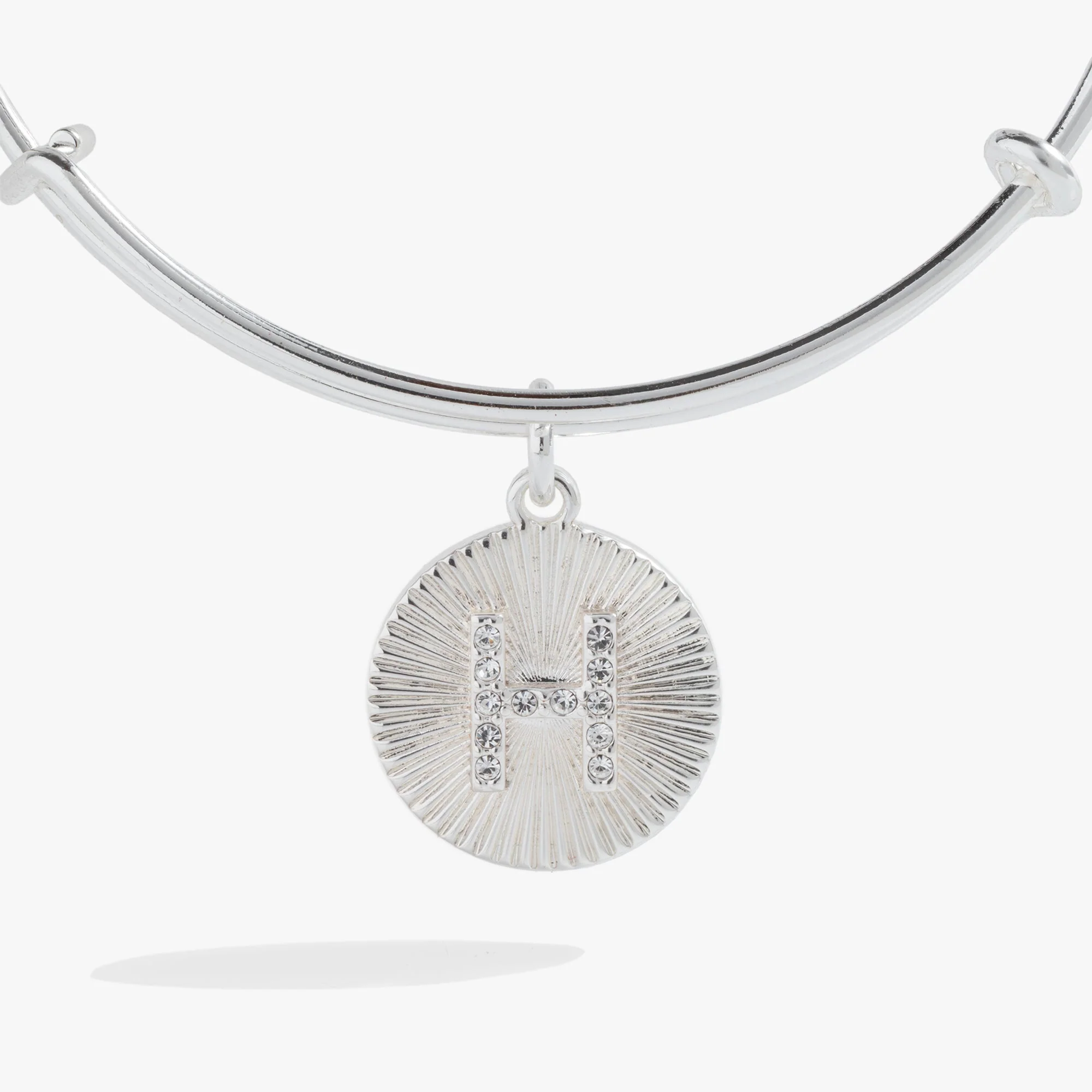 Initial H Pave Starburst Texture Bangle - Image 4