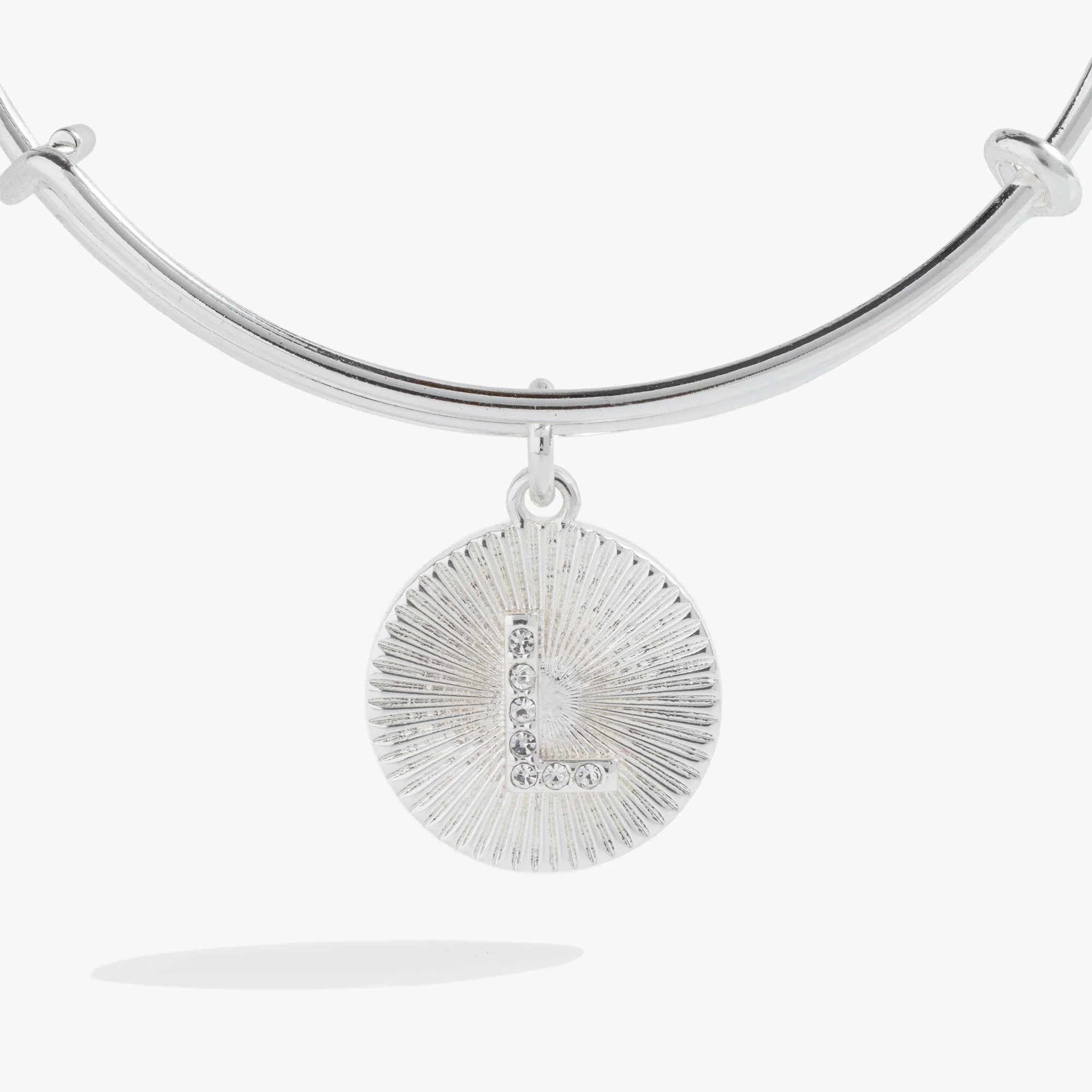 Initial L Pave Starburst Texture Bangle - Image 5
