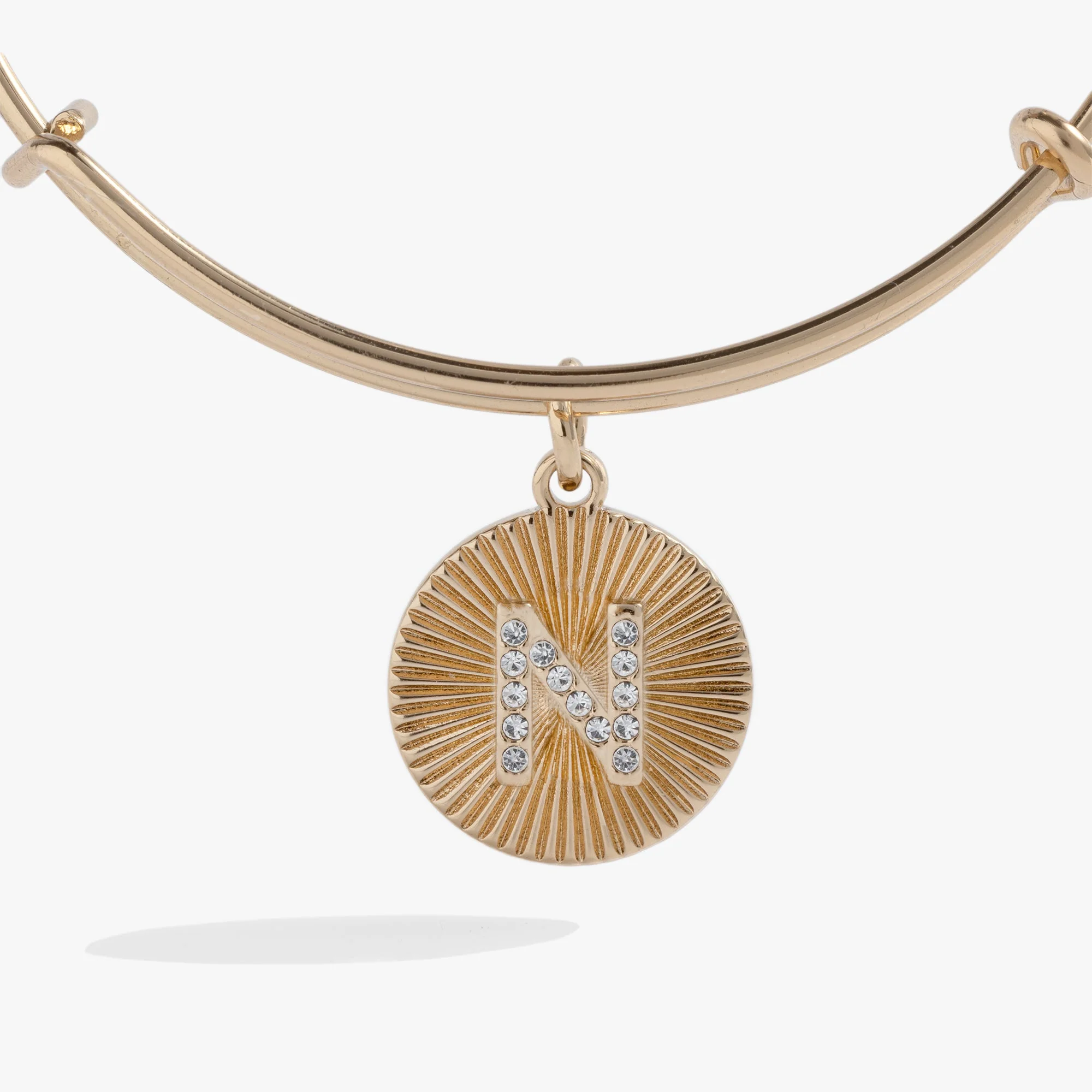 Initial N Pave Starburst Texture Bangle - Image 2