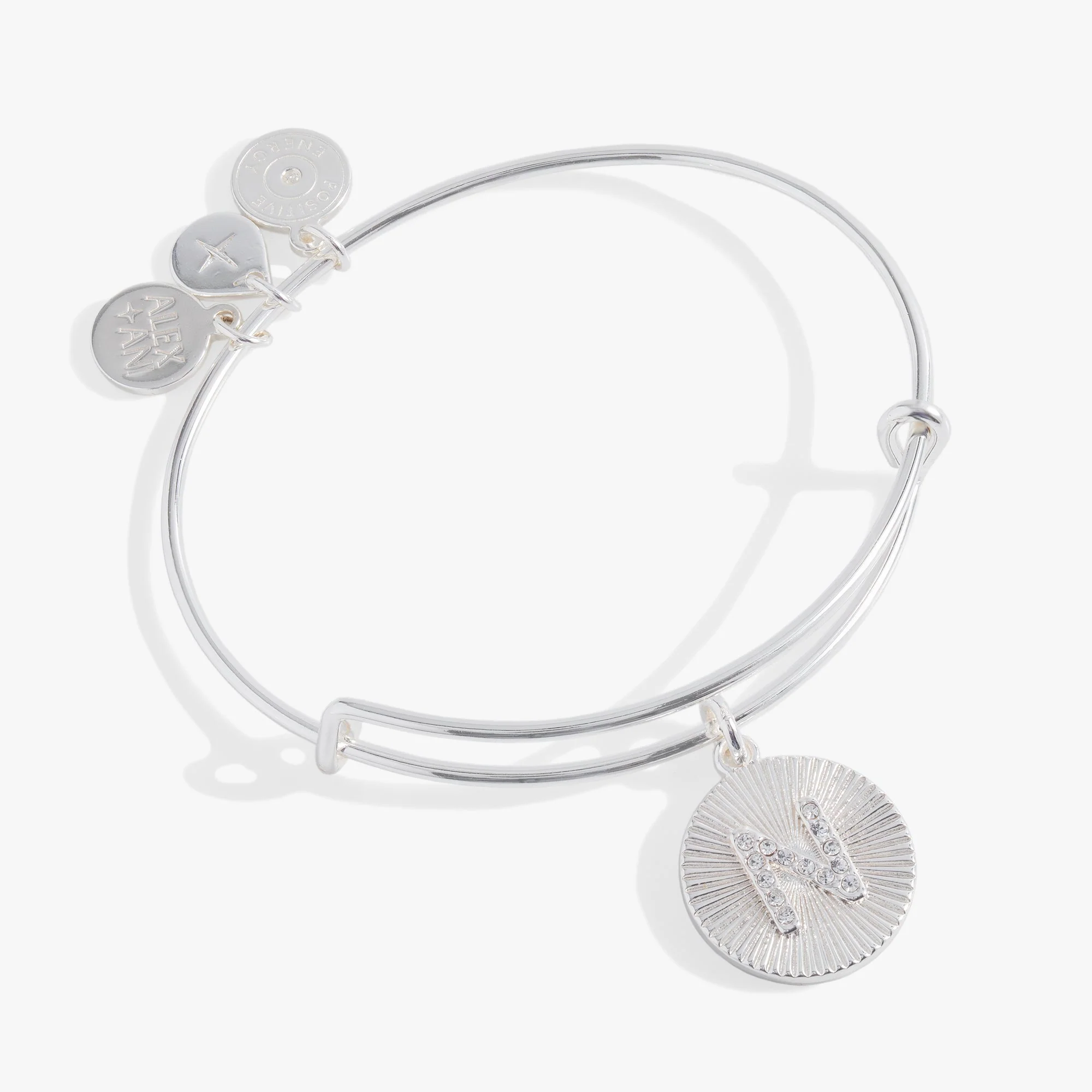Initial N Pave Starburst Texture Bangle - Image 4