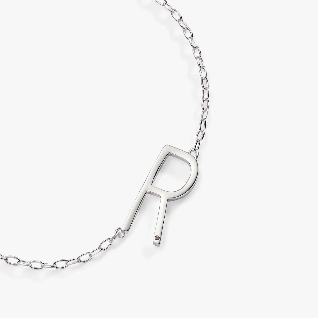Initial R Precious Elongated Necklace - Image 2