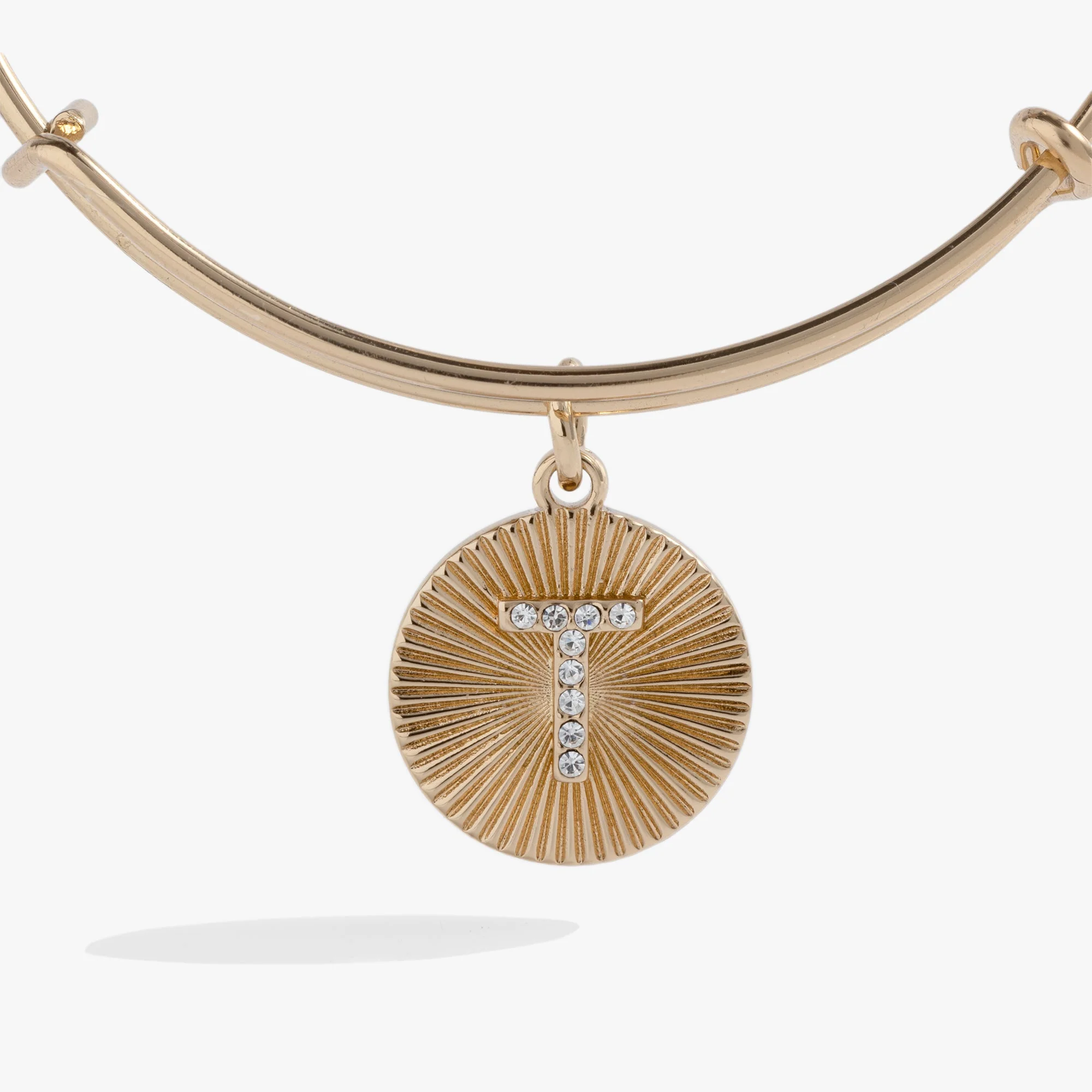 Initial T Pave Starburst Texture Bangle - Image 2