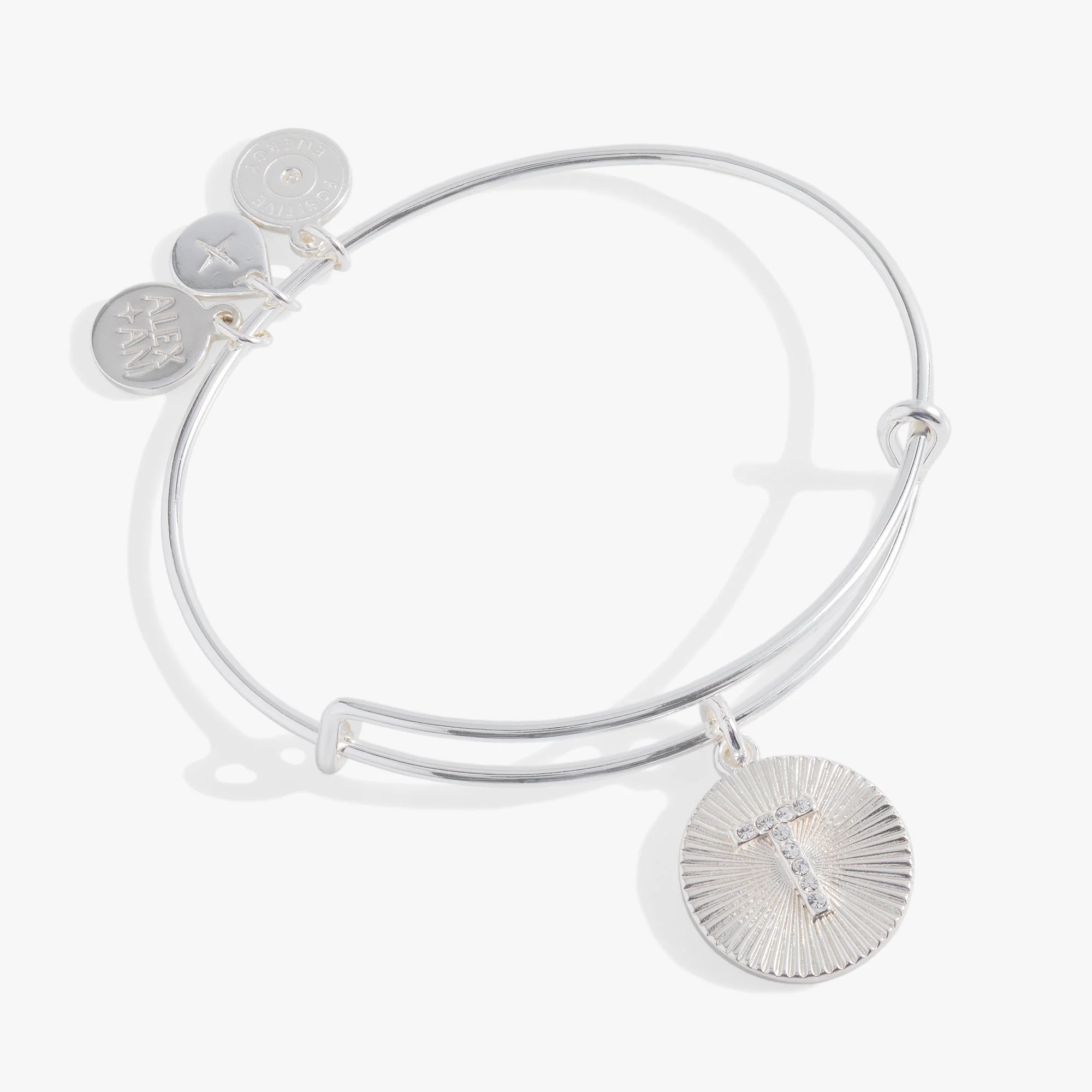 Initial T Pave Starburst Texture Bangle - Image 3