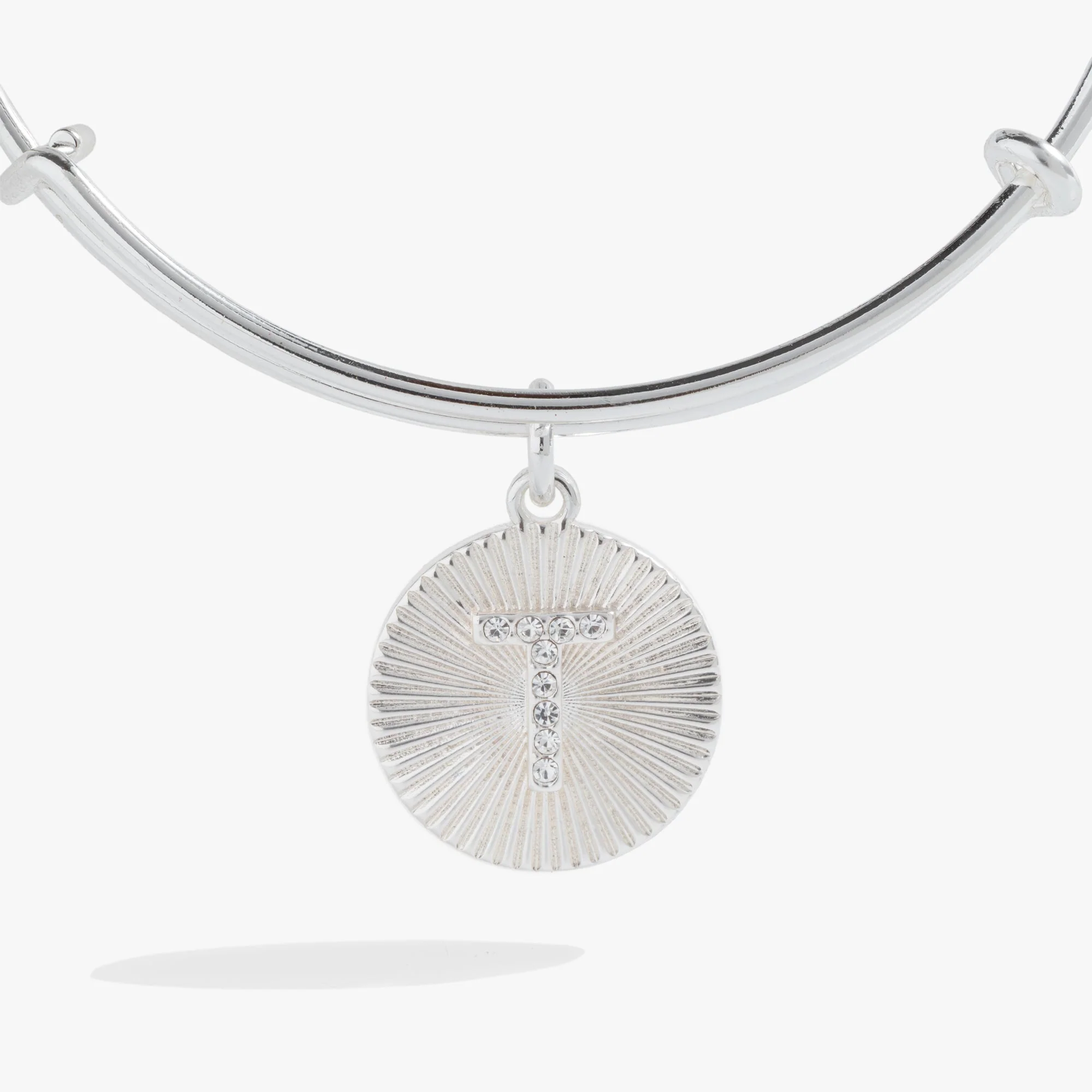 Initial T Pave Starburst Texture Bangle - Image 4