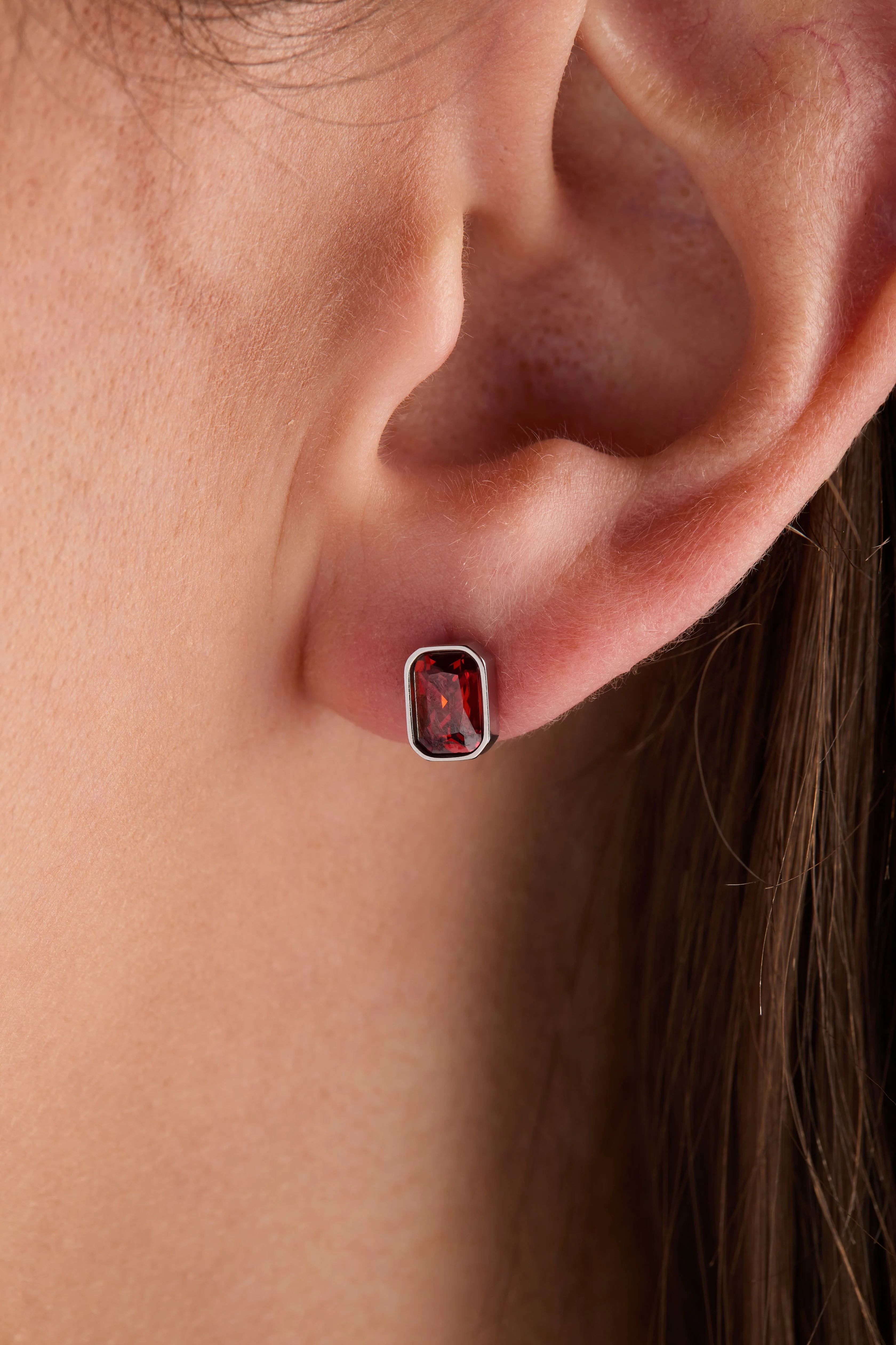 January Emerald-Cut Birthstone Stud - Image 6