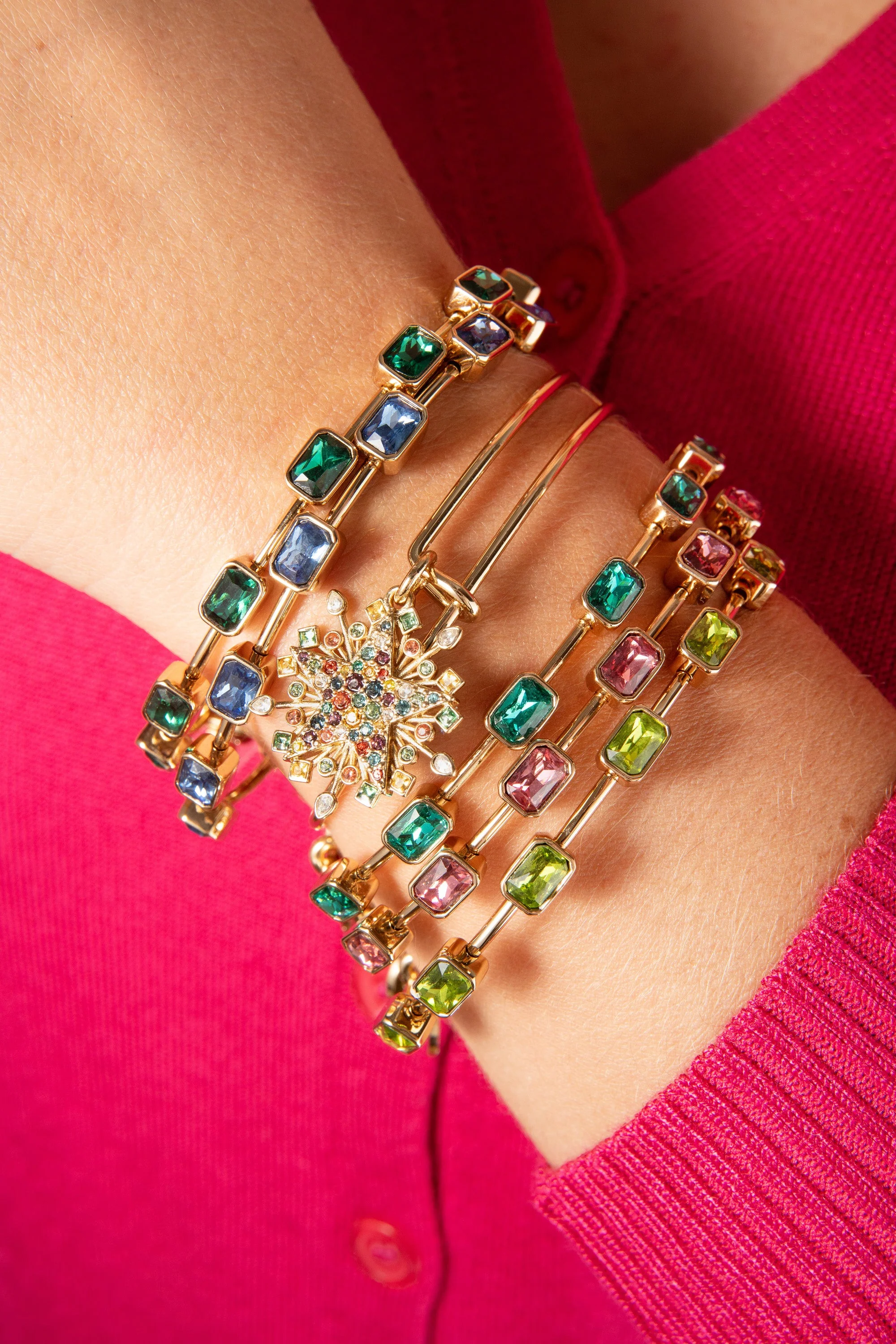 June Birthstone Emerald Cut Bangle - Image 3