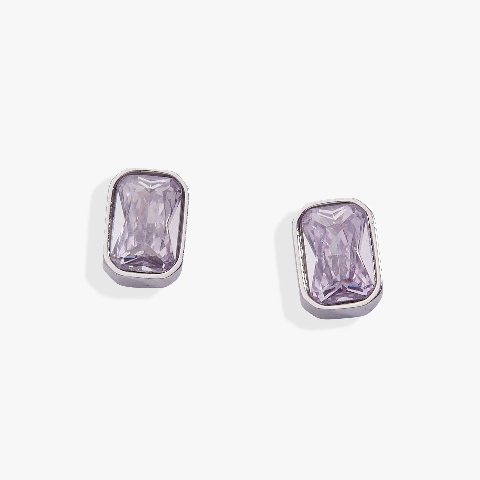 June Emerald-Cut Birthstone Stud Earrings - Image 3
