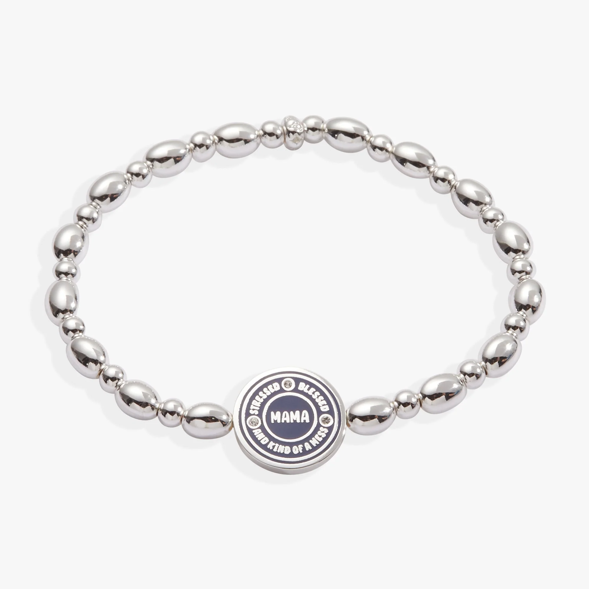 “Mama — Stressed, Blessed and Kind of a Mess” Stretch Bracelet - Image 3