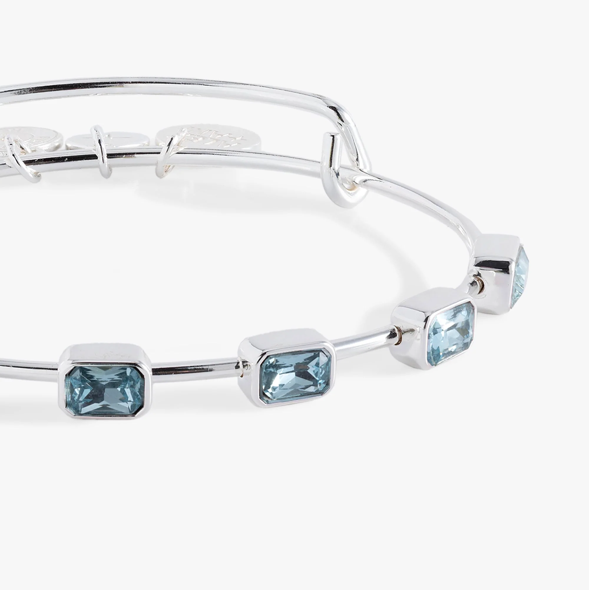 March Birthstone Emerald Cut Bangle - Image 5